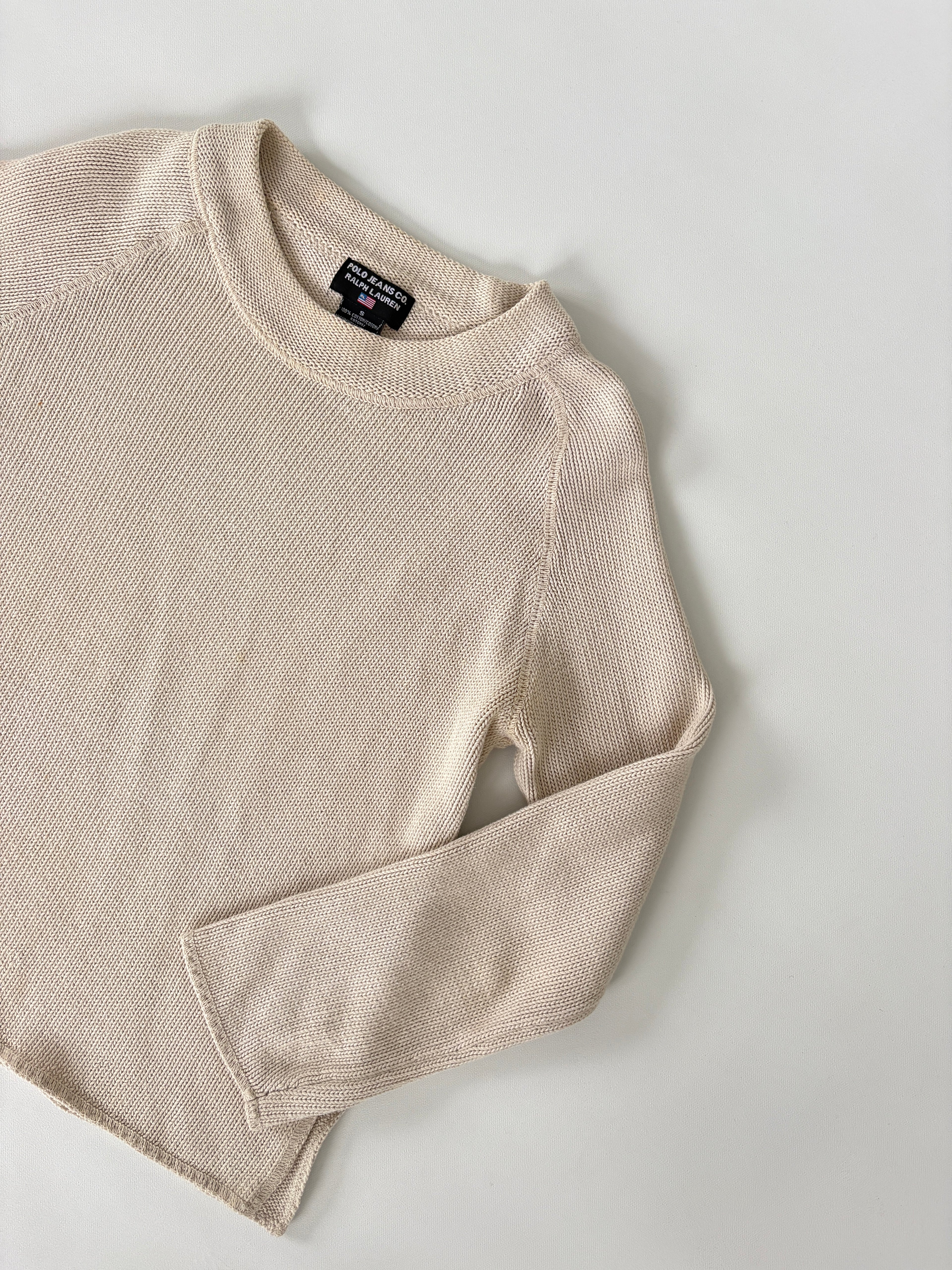 855 / Cream Polo Jeans Quarter Sleeve Sweater