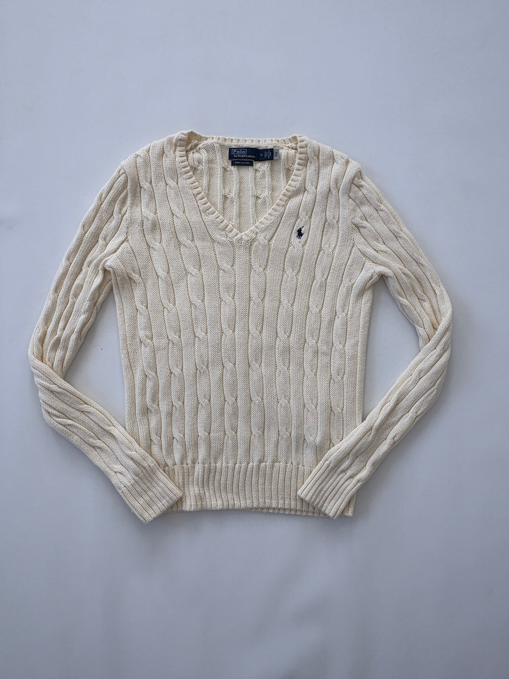 886 / Cream V Neck Polo Knit