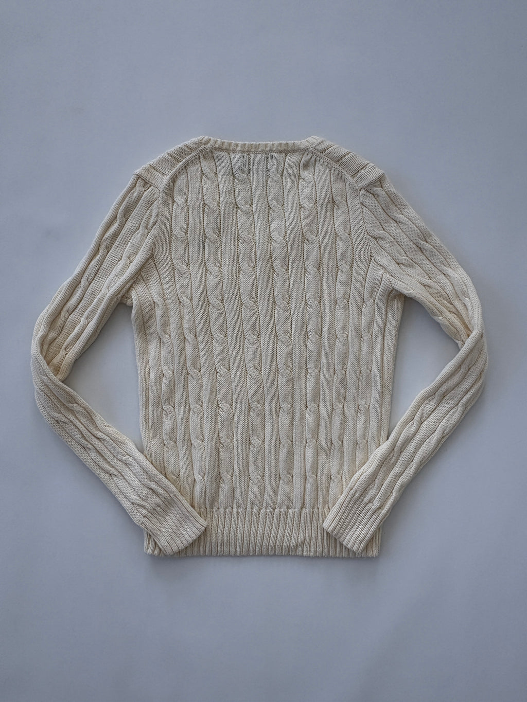 886 / Cream V Neck Polo Knit
