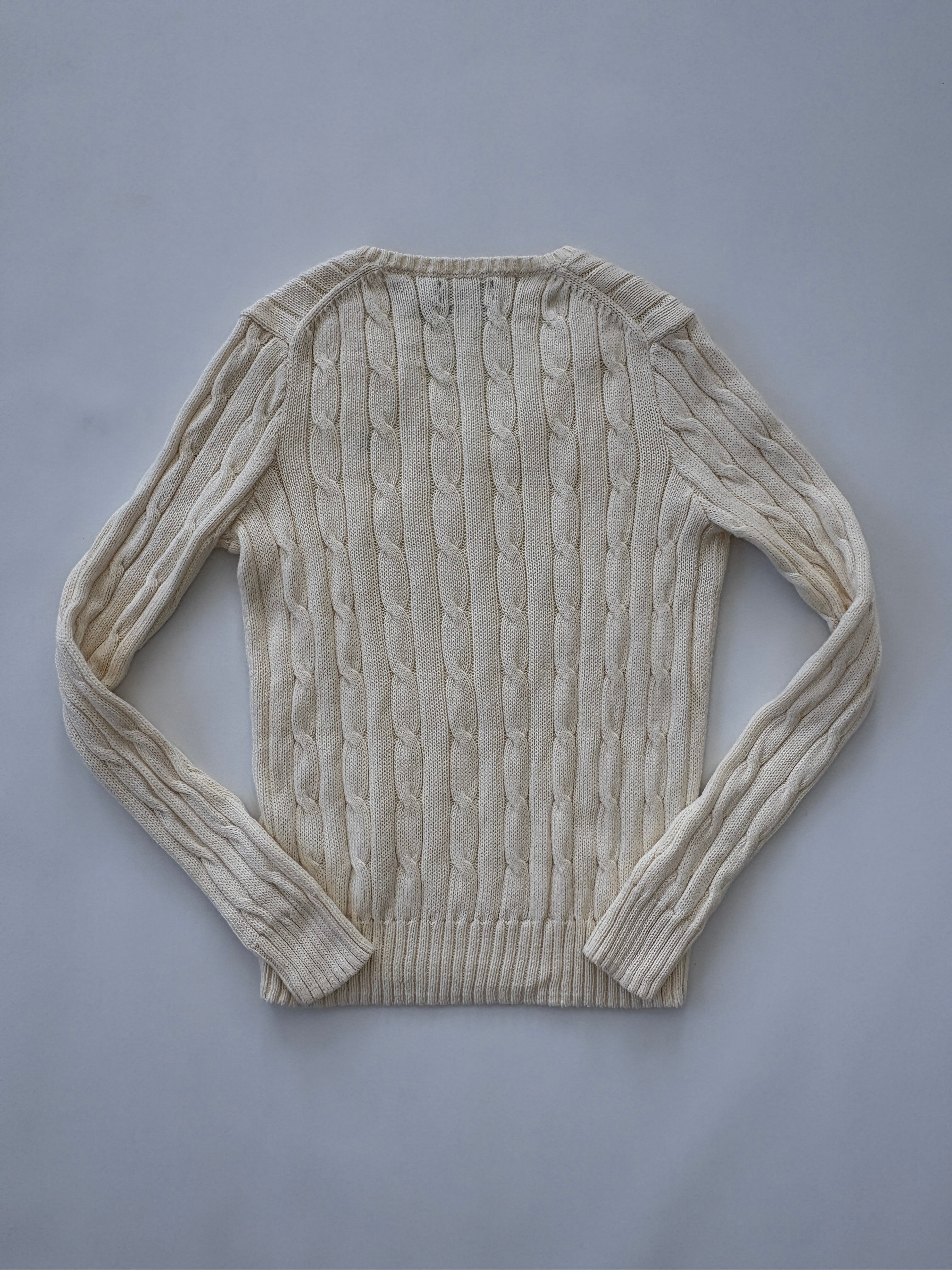 886 / Cream V Neck Polo Knit