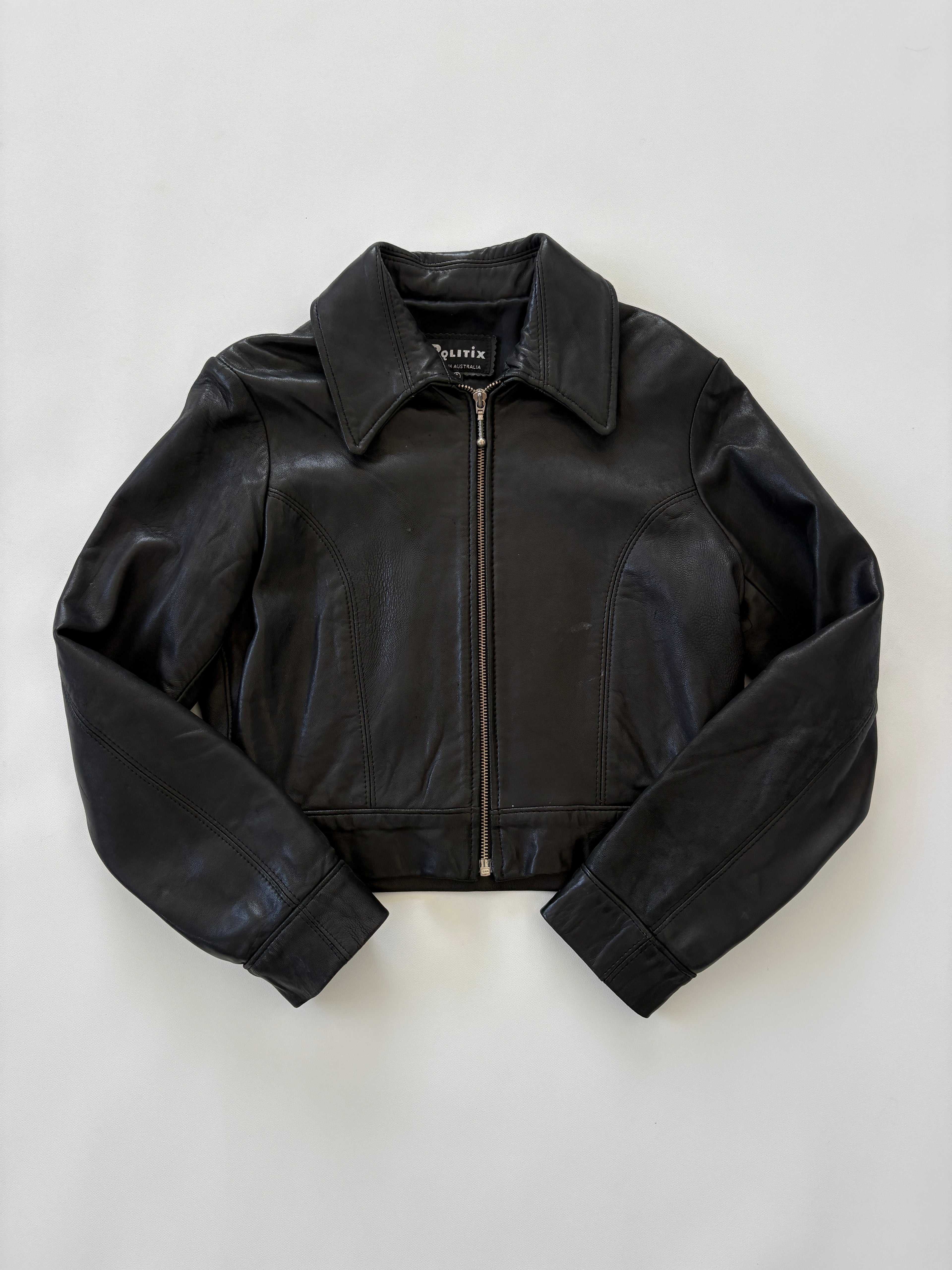 🔒 1002 / Vintage Politix Genuine Leather Jacket