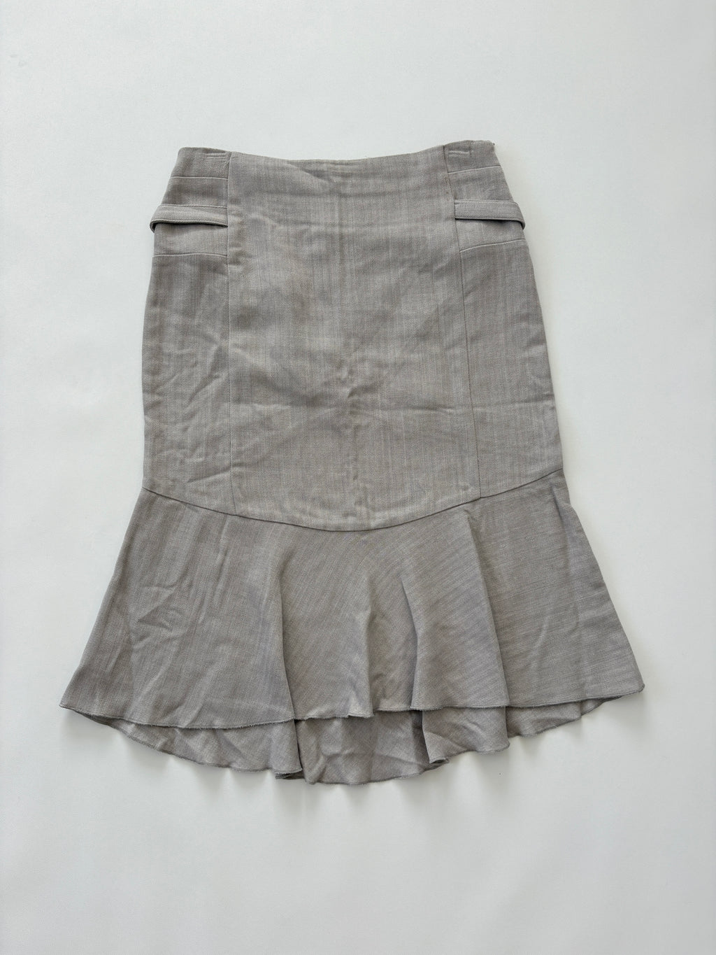 101 / Grey Panel Midi Skirt w/ Buckle Detail