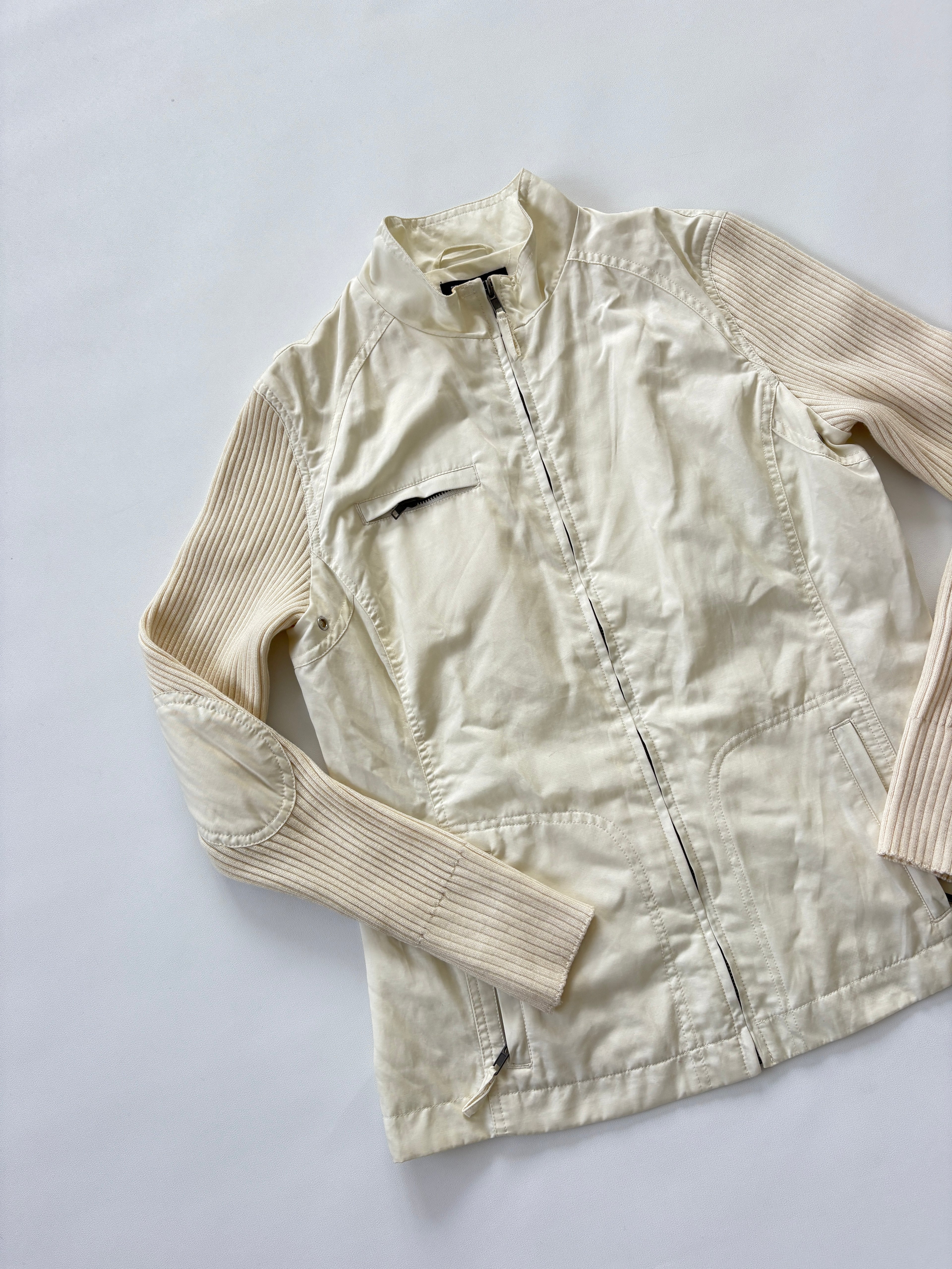 1020 / Cream Jacket w/ Spray Vest & Ribbed Sleeves
