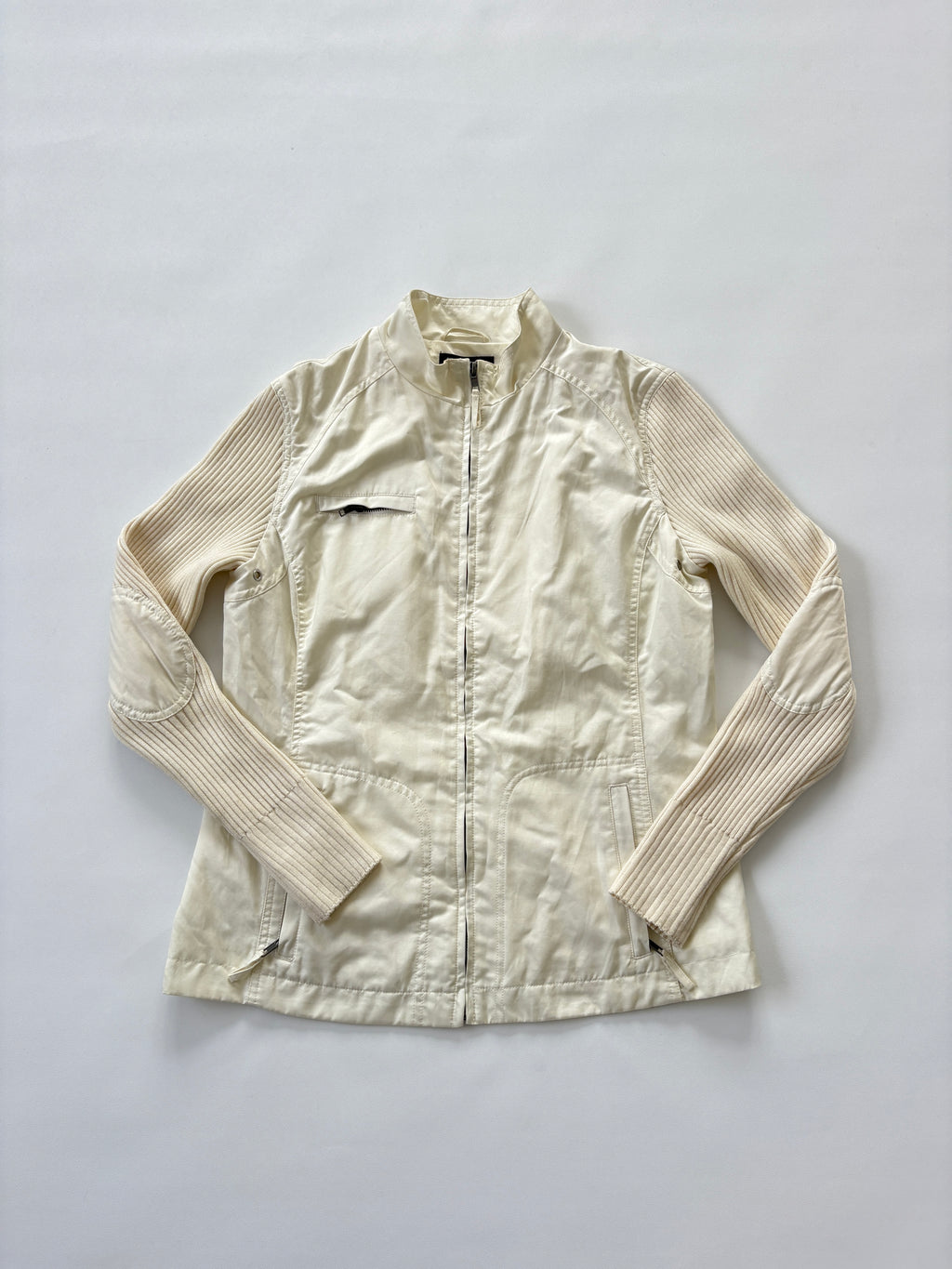 1020 / Cream Jacket w/ Spray Vest & Ribbed Sleeves