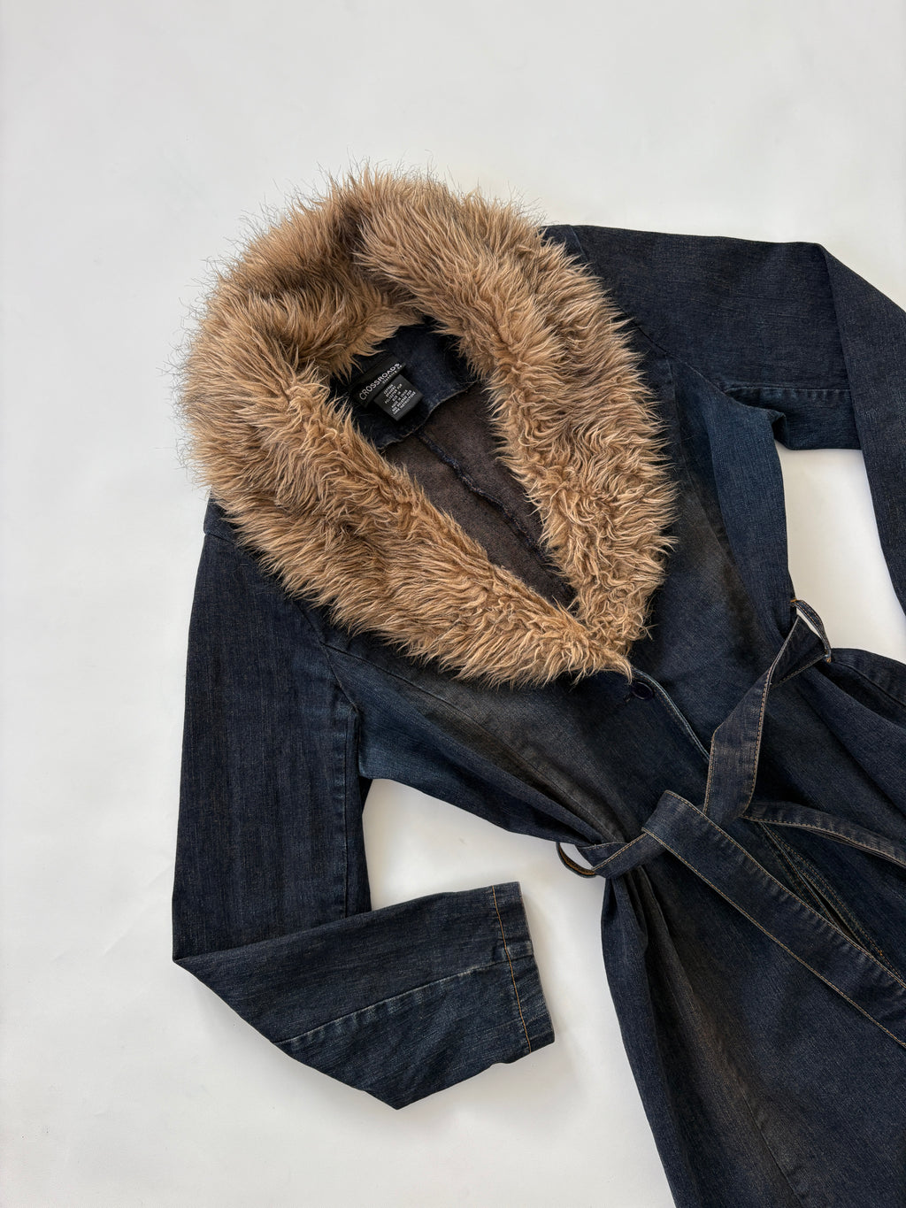 🔒 1027 / Vintage Crossroads Denim Trench w/ Fur Collar