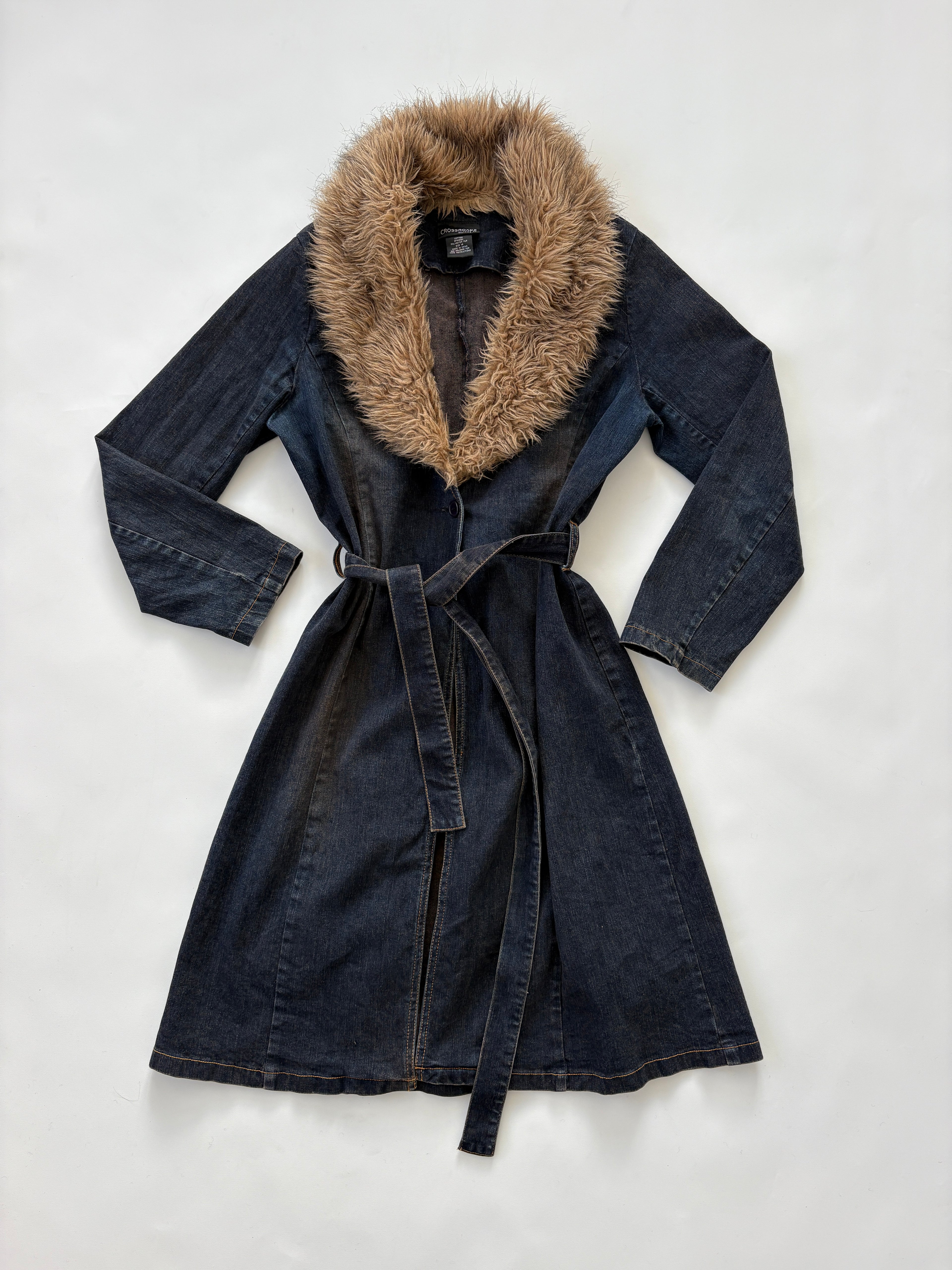 🔒 1027 / Vintage Crossroads Denim Trench w/ Fur Collar