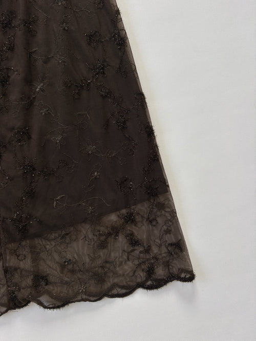 1029 / Vintage Ojay Brown Beaded Skirt