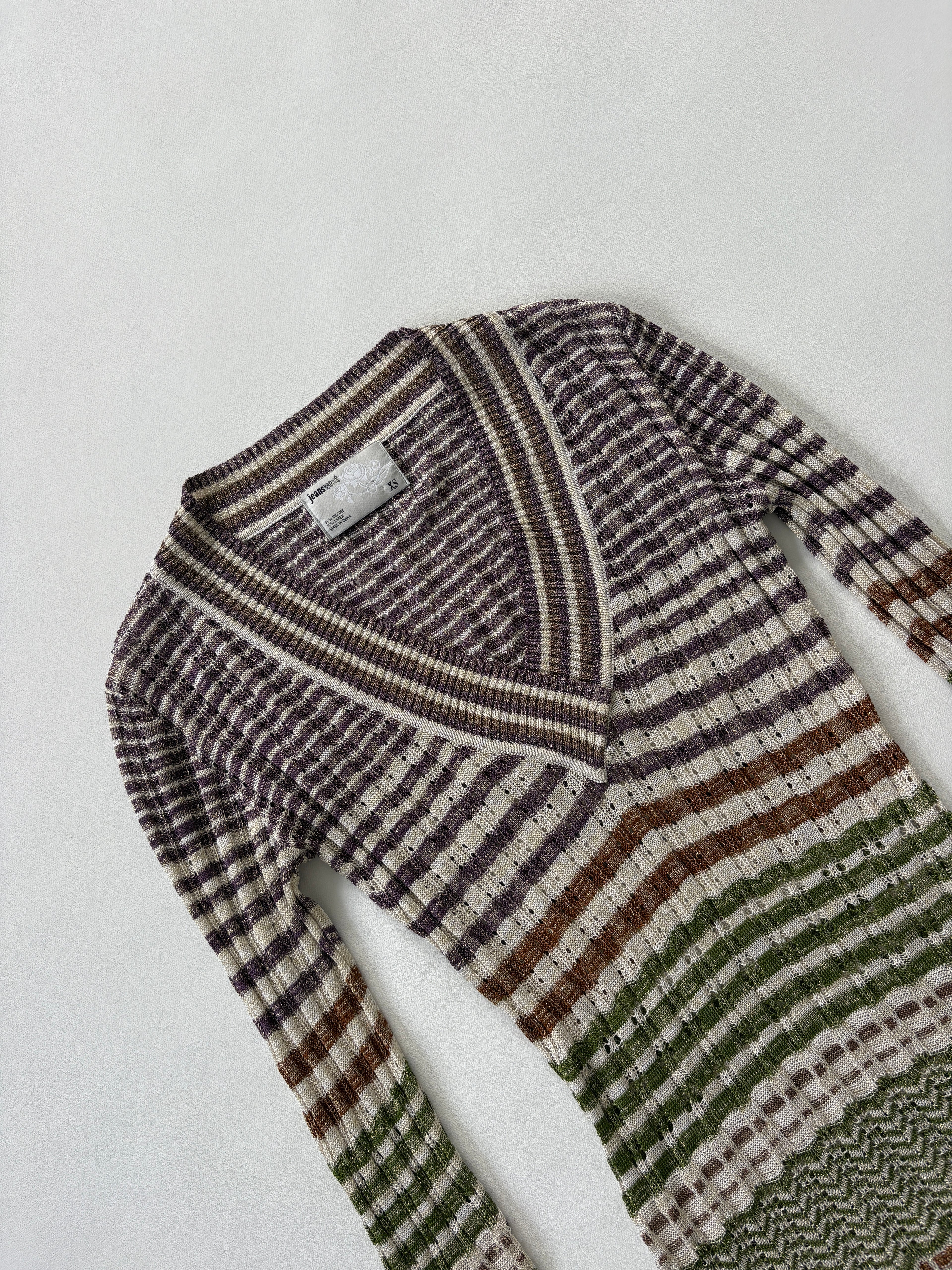 1030 / Mutli Coloured Sparkly V-Neck Long Sleeve