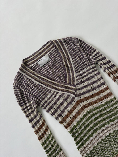 1030 / Mutli Coloured Sparkly V-Neck Long Sleeve