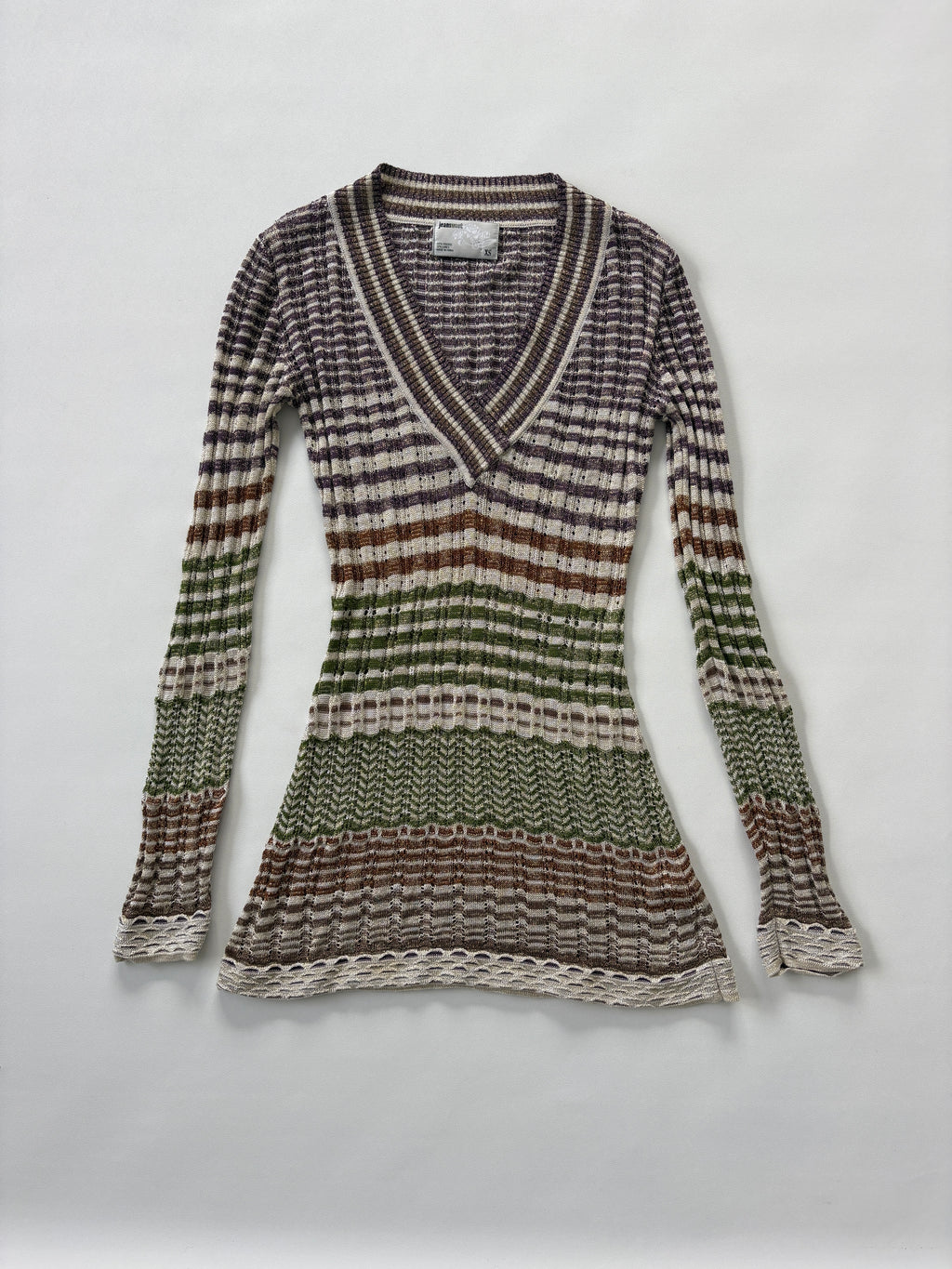 1030 / Mutli Coloured Sparkly V-Neck Long Sleeve
