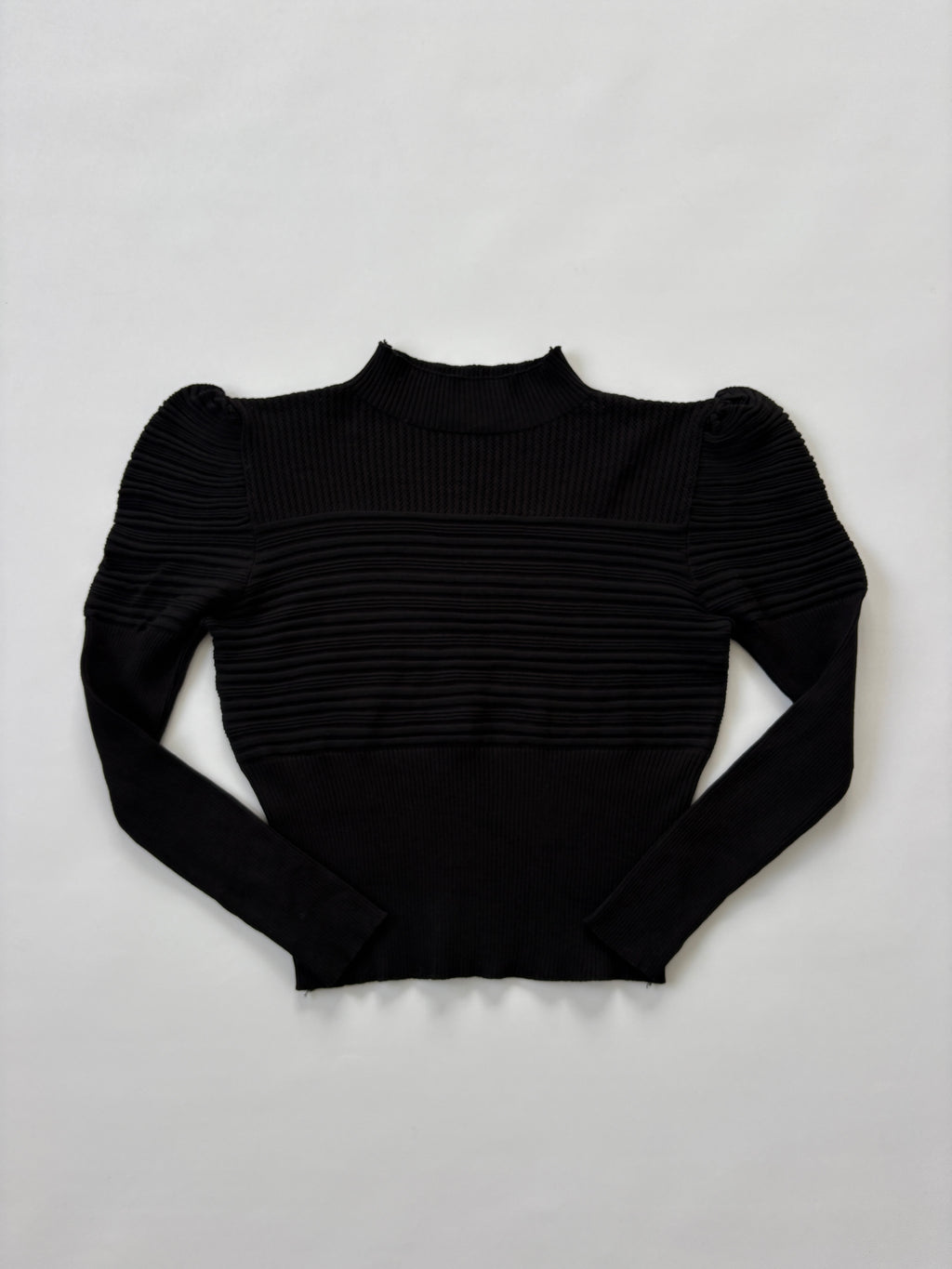 1047 / Black Mock Neck Ribbed Cut Out Jumper