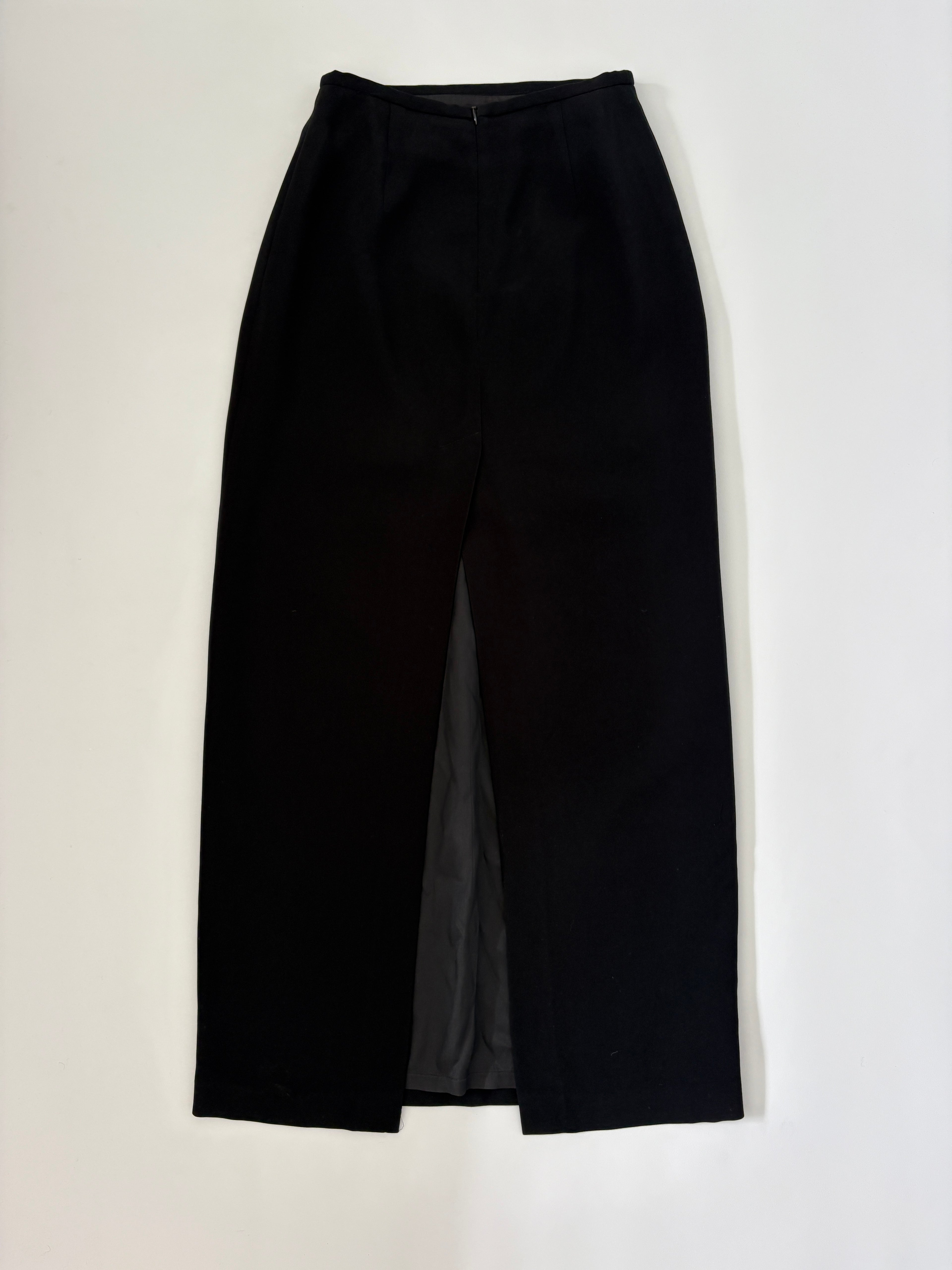 105 / Vintage Black Sheer Double Lined Maxi Skirt