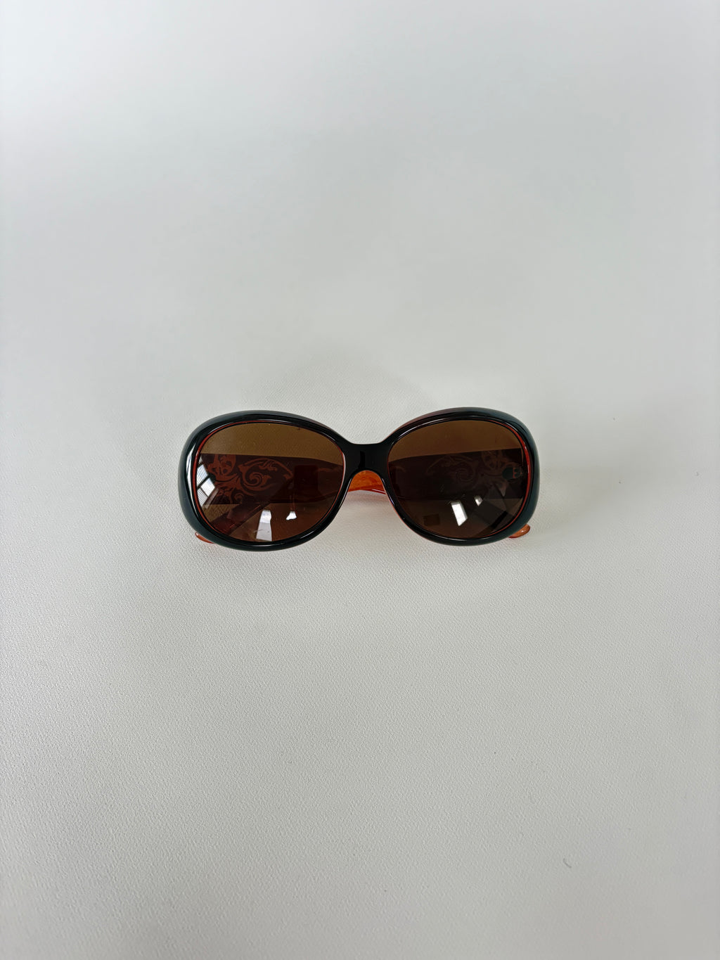 1072 / Brown & Peach Floral Arm Sunglasses
