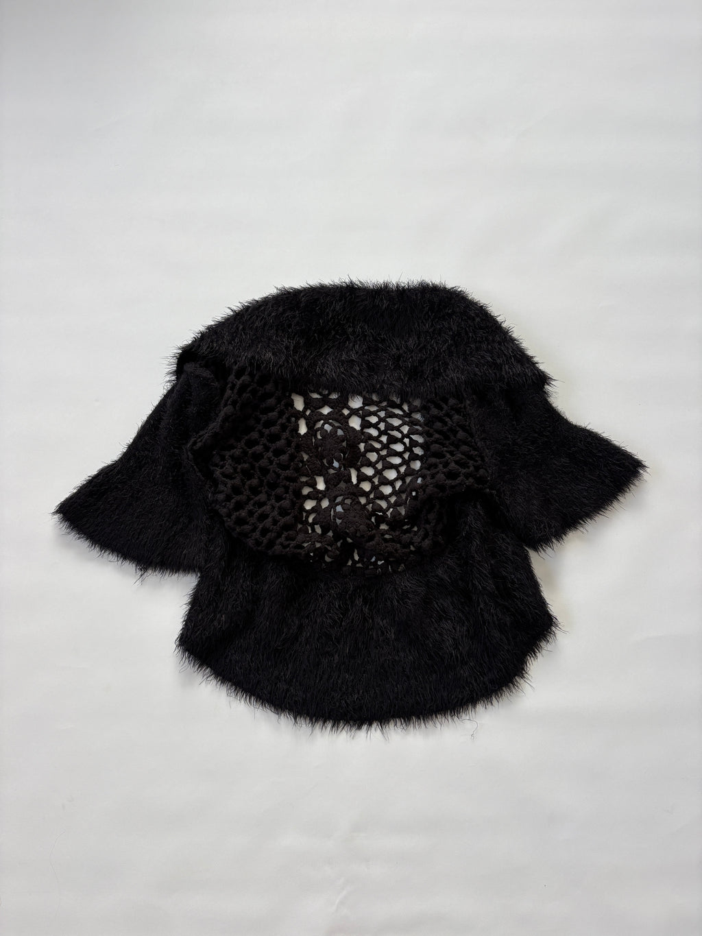 🔒 1116 / Black Fur Cardigan w/ Lace Open Back