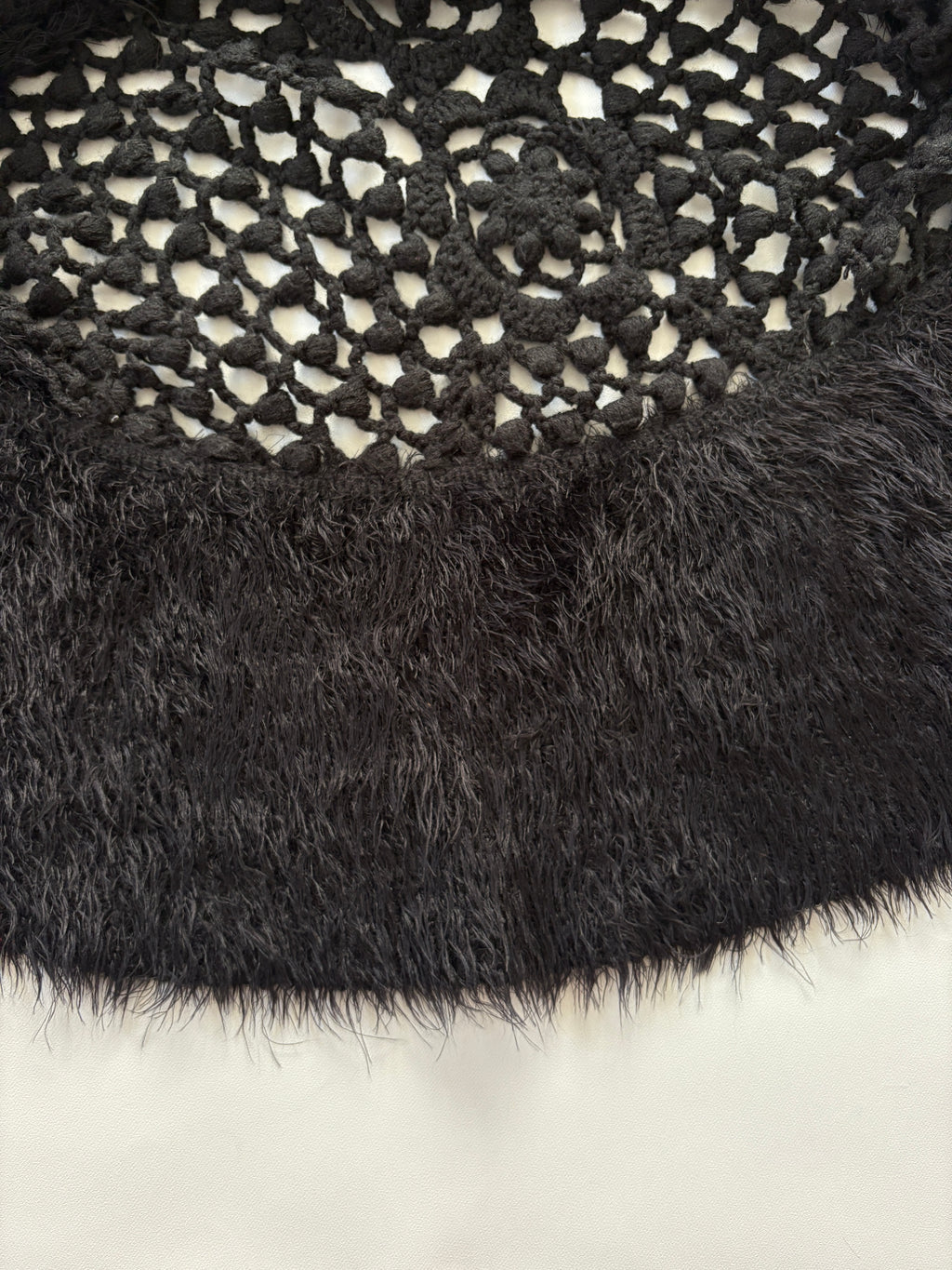 🔒 1116 / Black Fur Cardigan w/ Lace Open Back