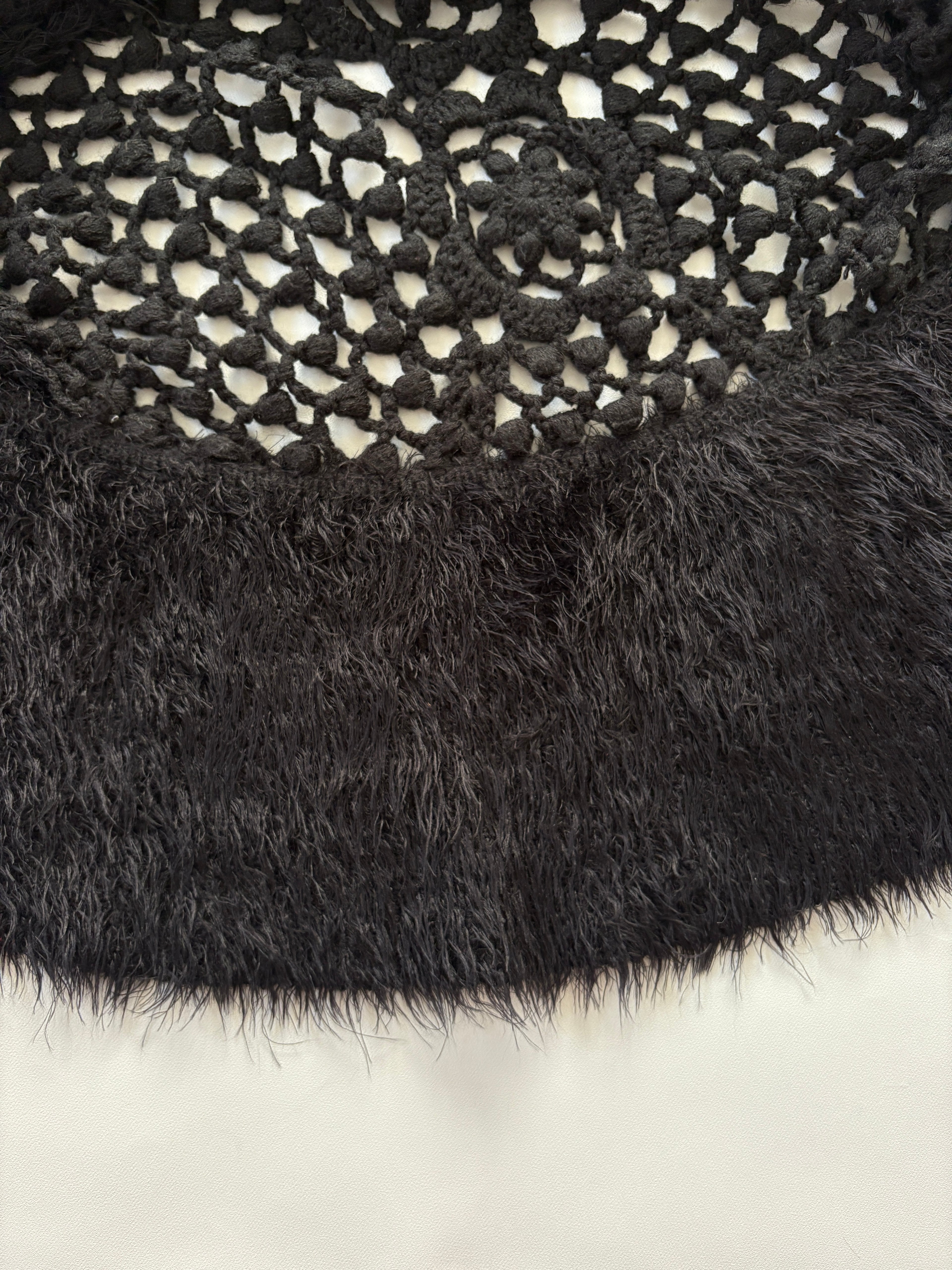 🔒 1116 / Black Fur Cardigan w/ Lace Open Back