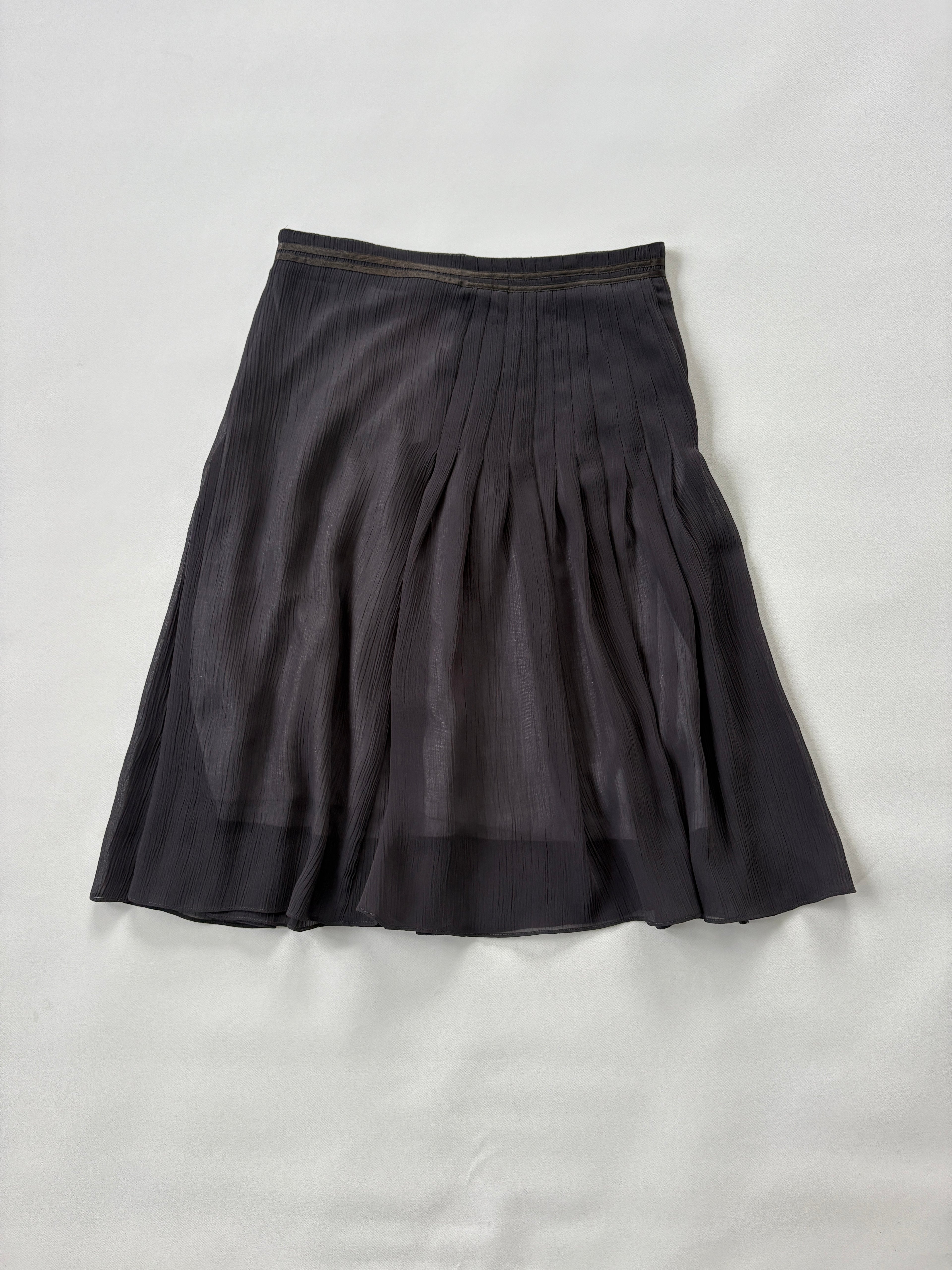 1119 / Vintage Grey Sheer Pleated Skirt