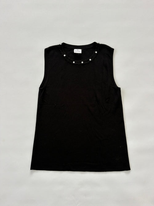 1126 / Vintage Black Beaded Tank
