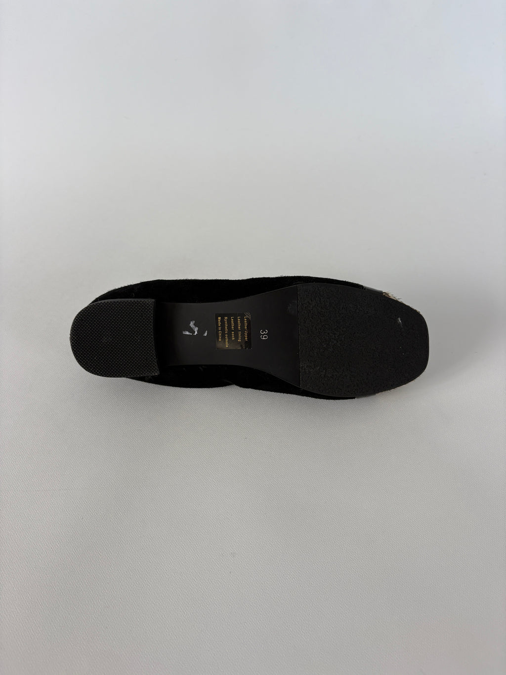 1143 / Black Ballet Flats w/ Zebra Print Cap Toe