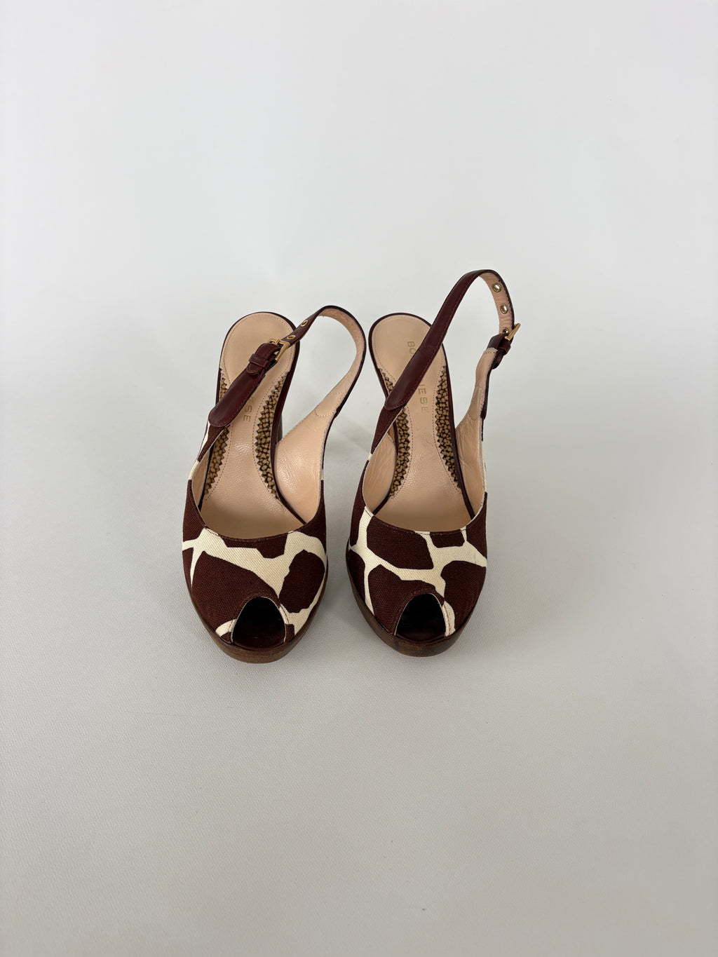 1191 / Cow Print Peep Toe Heels