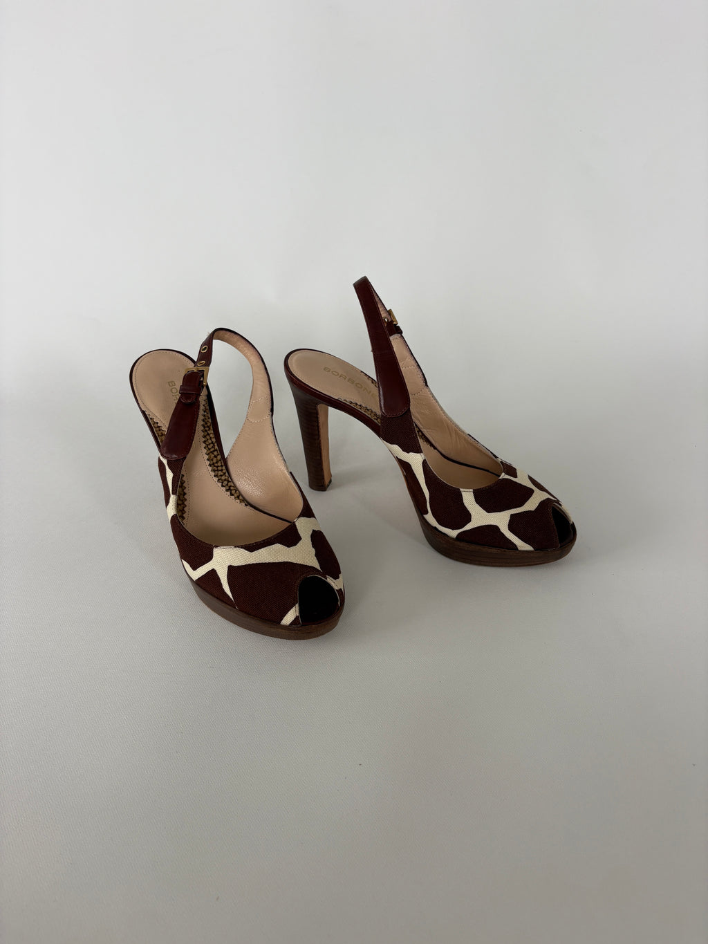1191 / Cow Print Peep Toe Heels