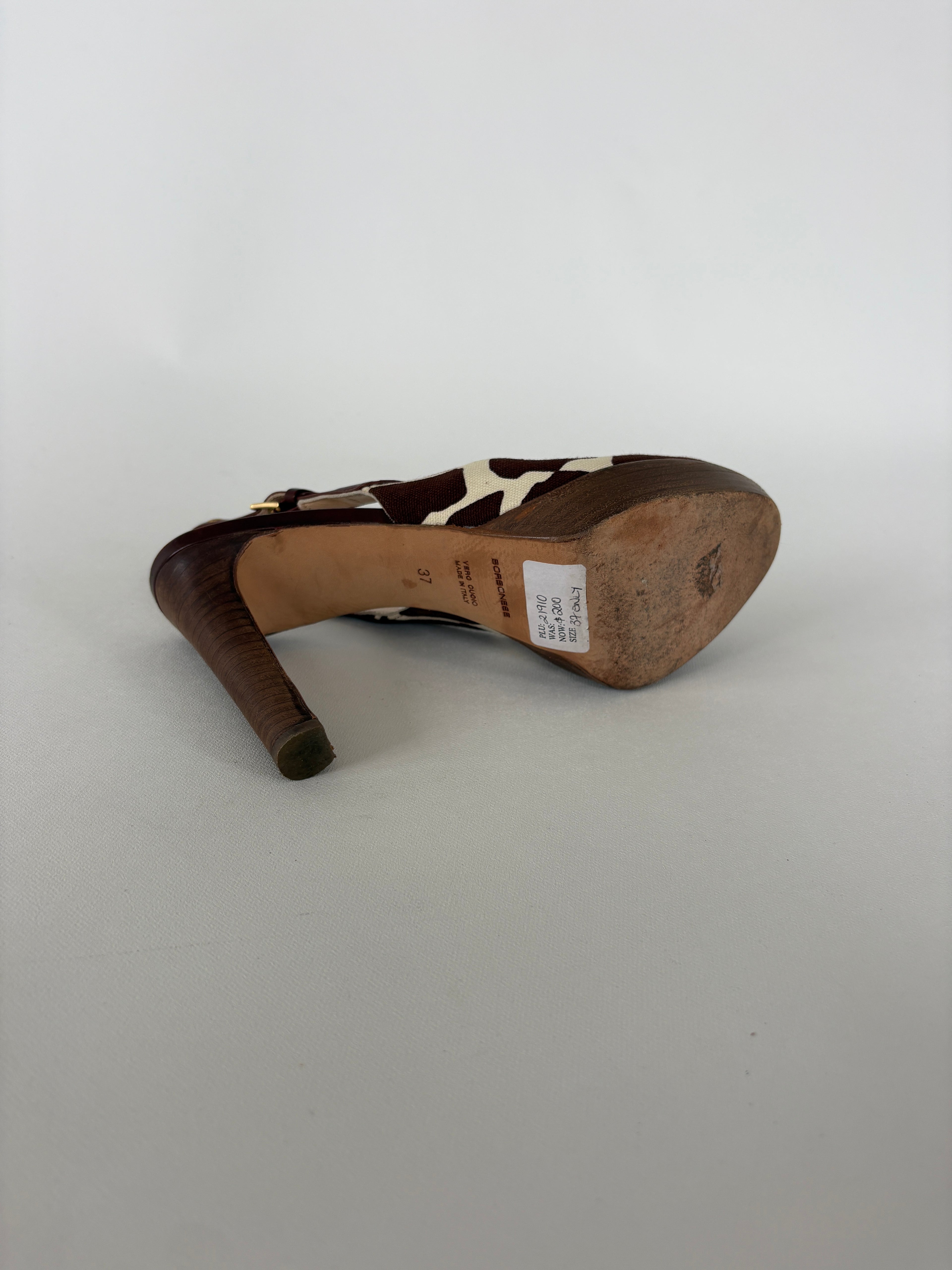 1191 / Cow Print Peep Toe Heels