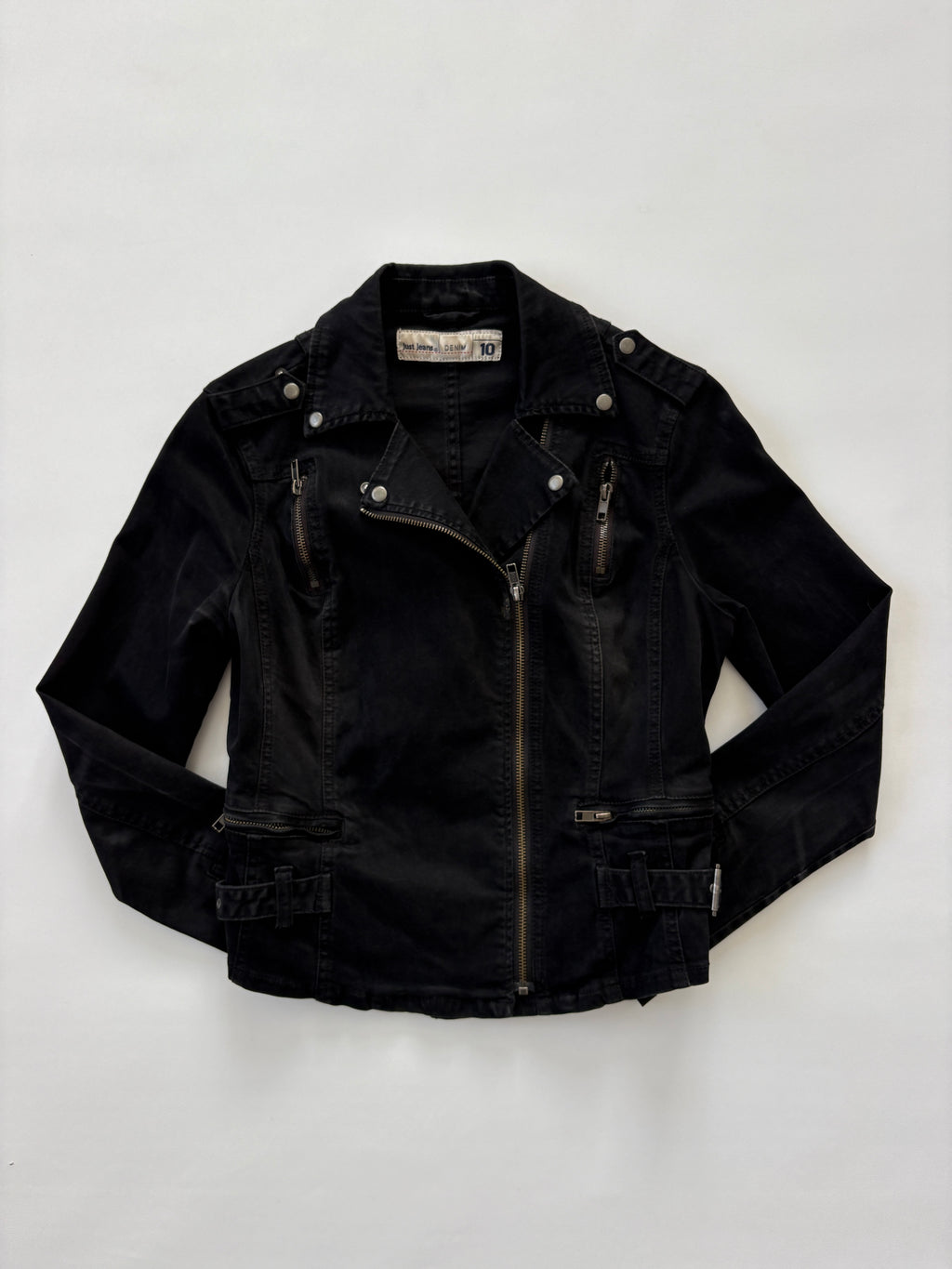 1101 / Black Denim Moto Jacket