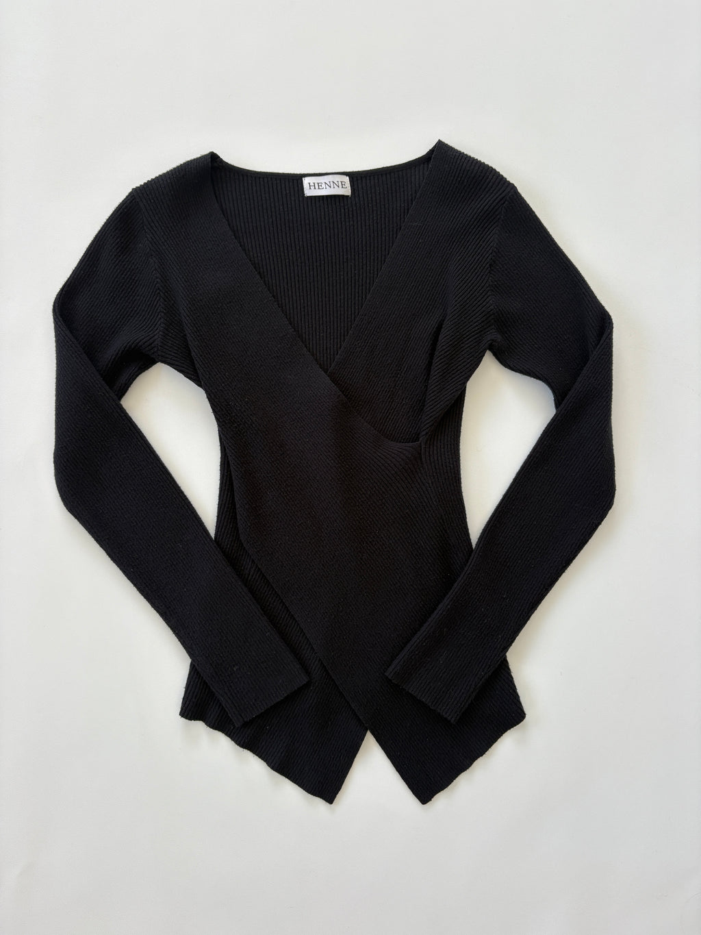 1195 / Black Henne 'Edie' Wrap Knit jumper