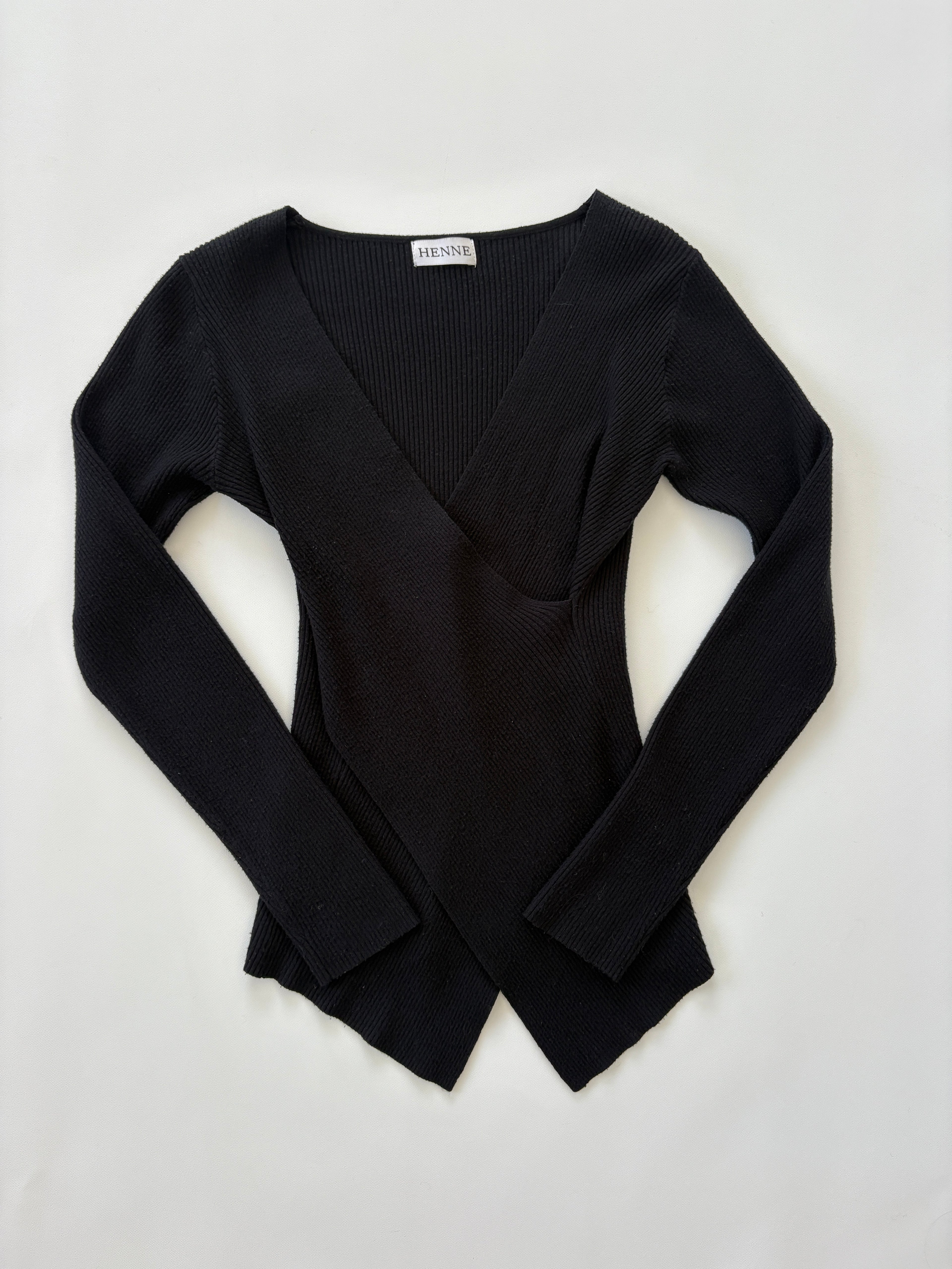 1195 / Black Henne 'Edie' Wrap Knit jumper