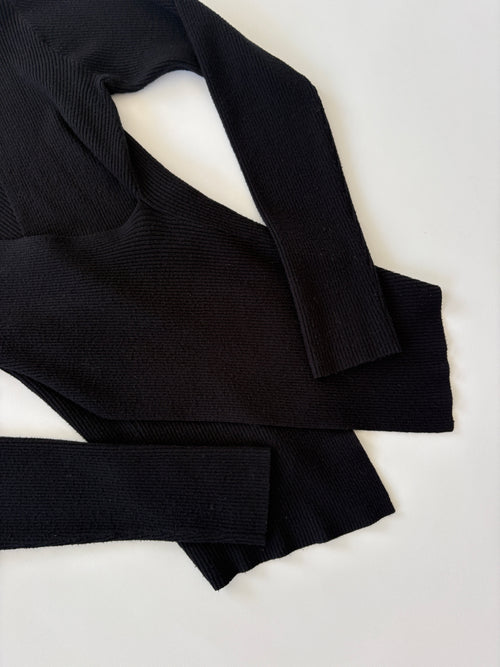 1195 / Black Henne 'Edie' Wrap Knit jumper