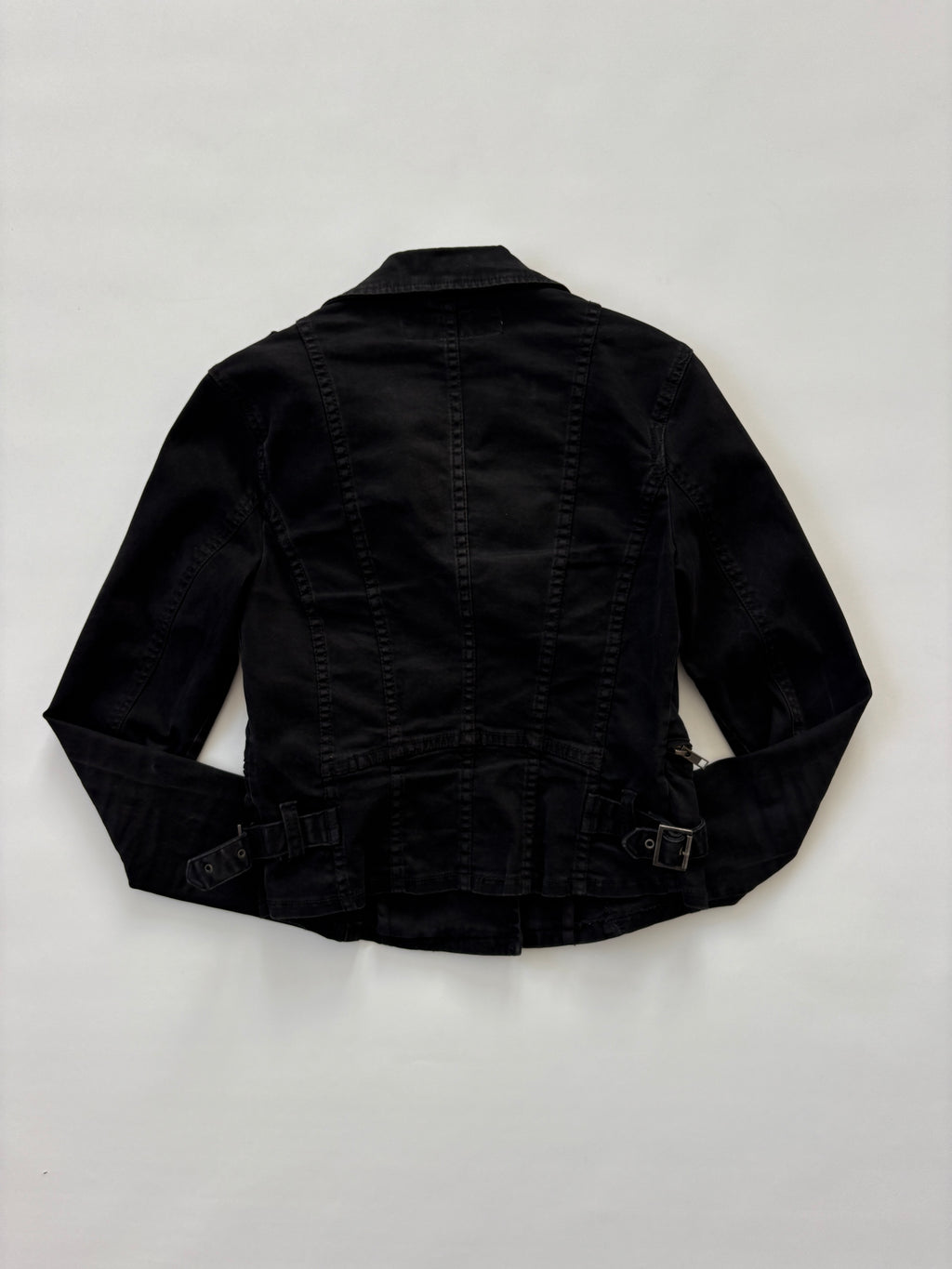 1101 / Black Denim Moto Jacket