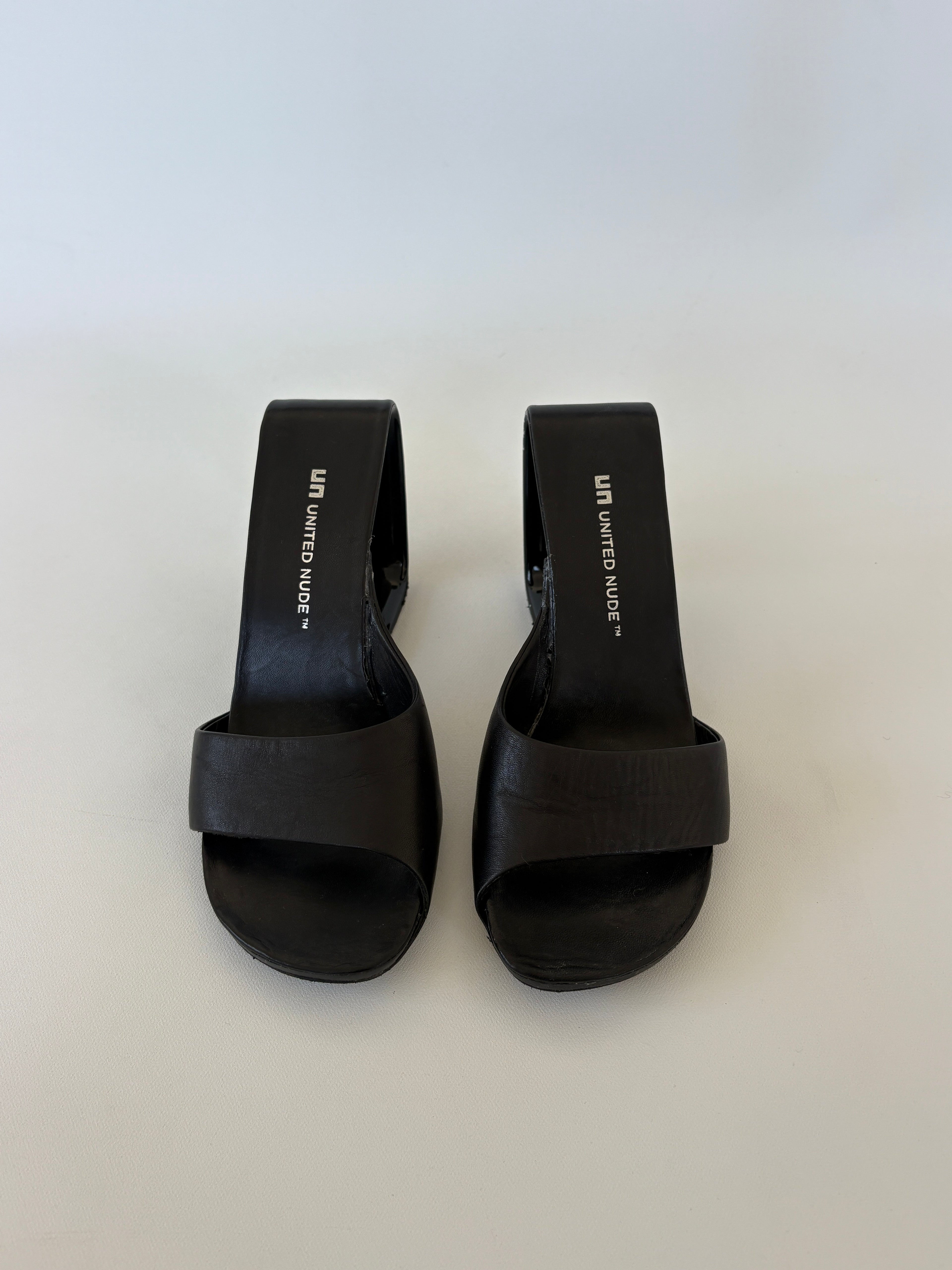 🔒 1197 / Black United Nude 'Mobius' Leather Heels w/ Dust Bag