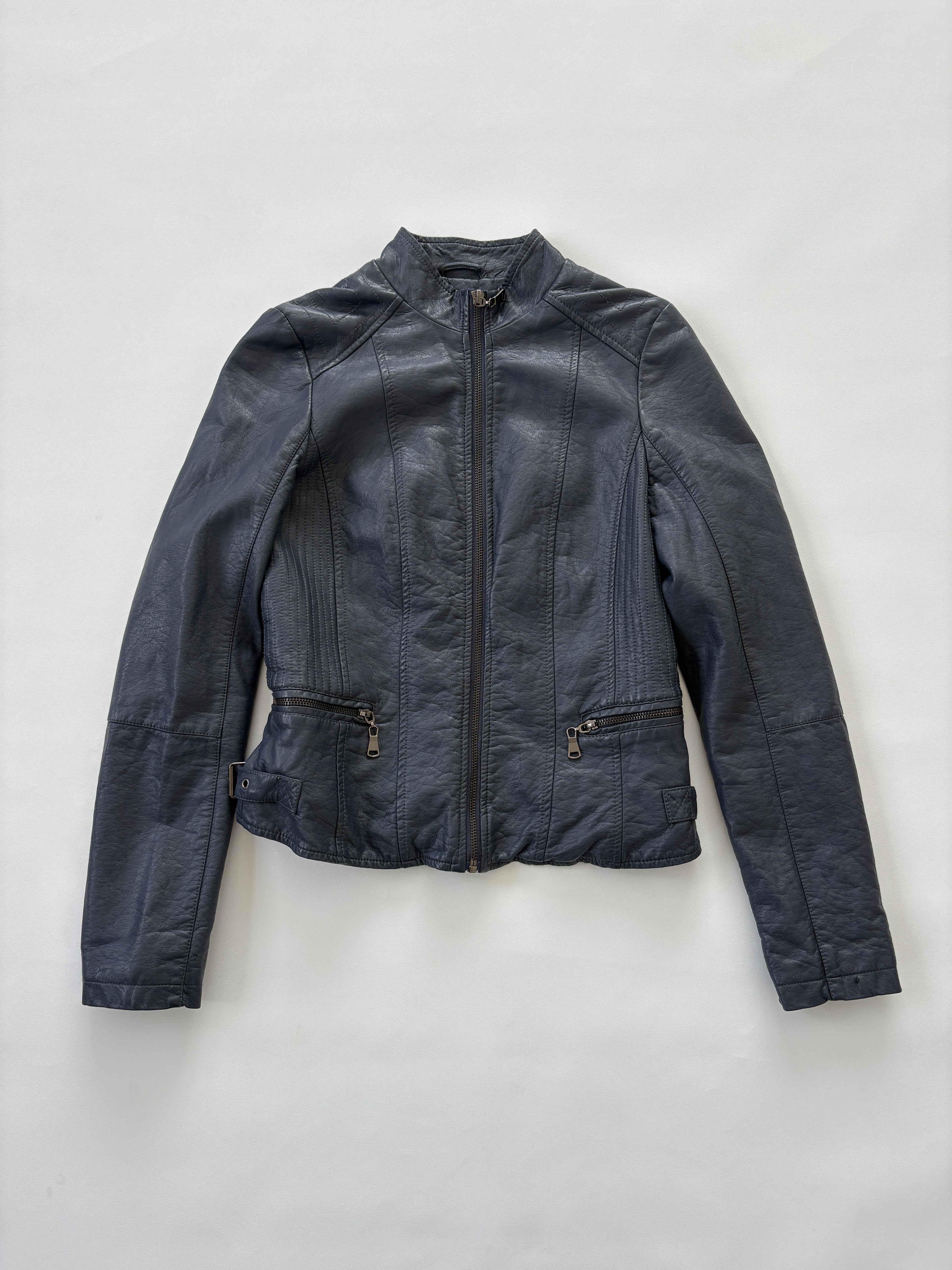 1201 / Navy Leather Jacket