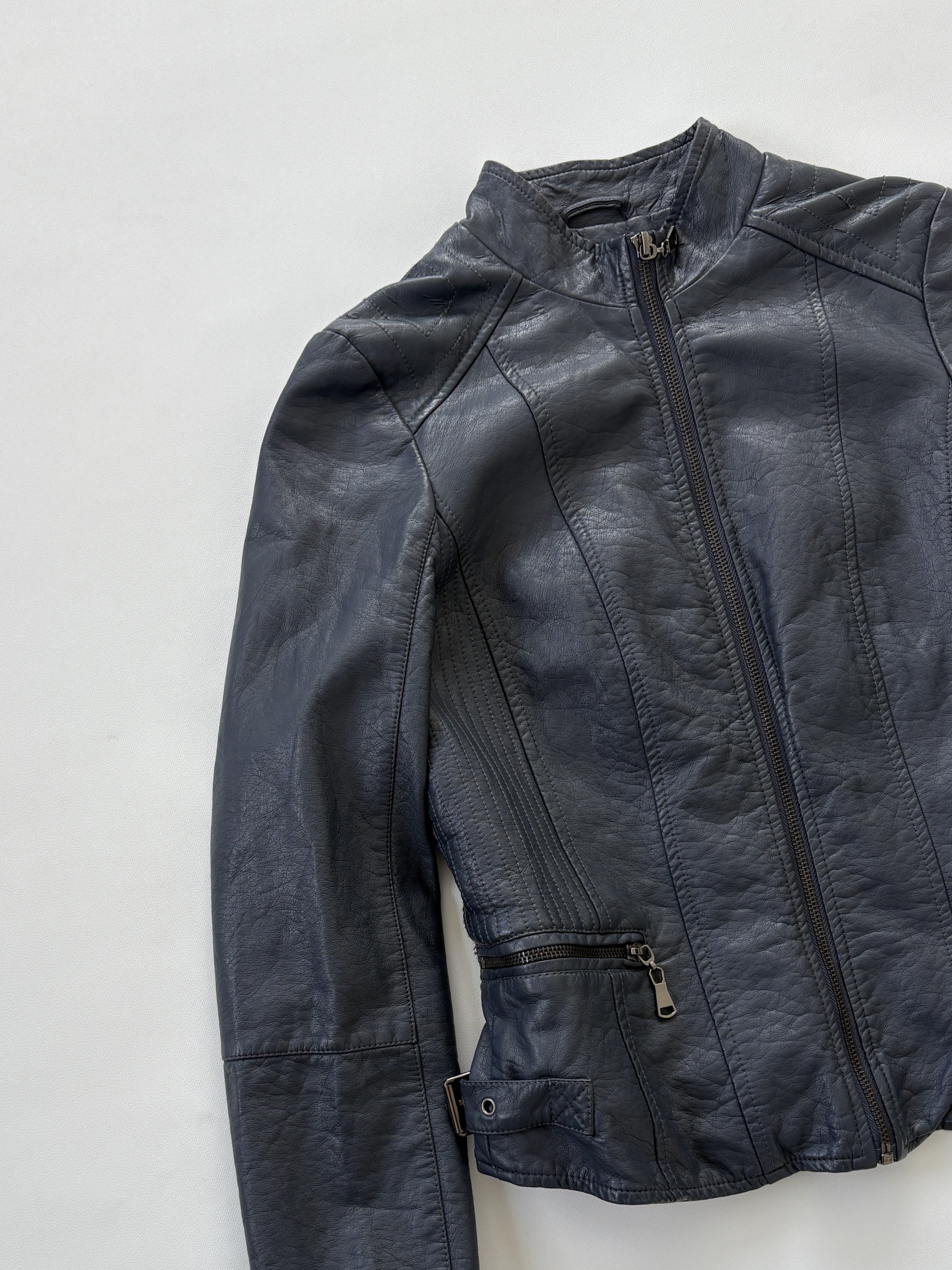 1201 / Navy Leather Jacket