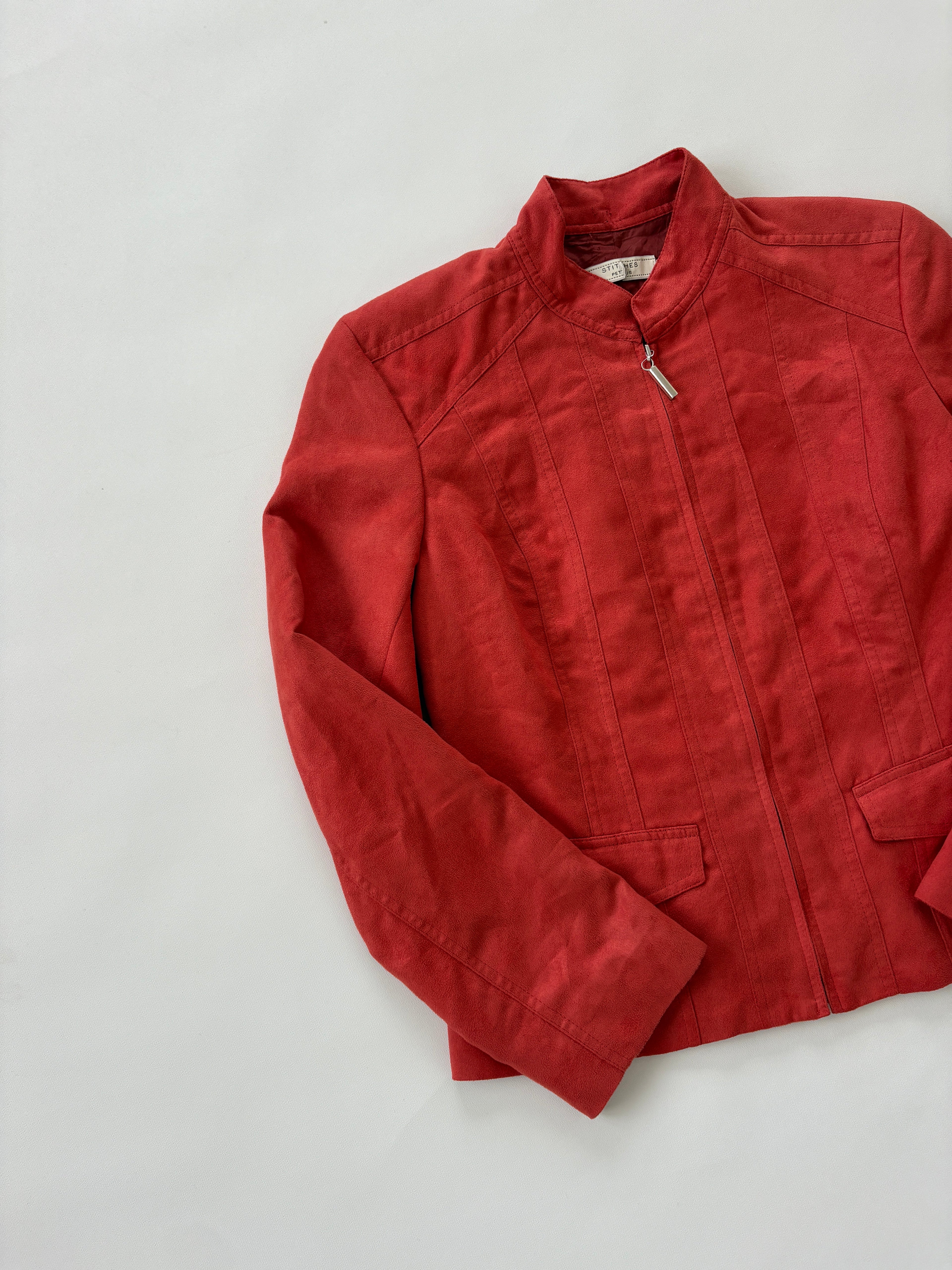 1210 / Orange Suede Zip Up Jacket