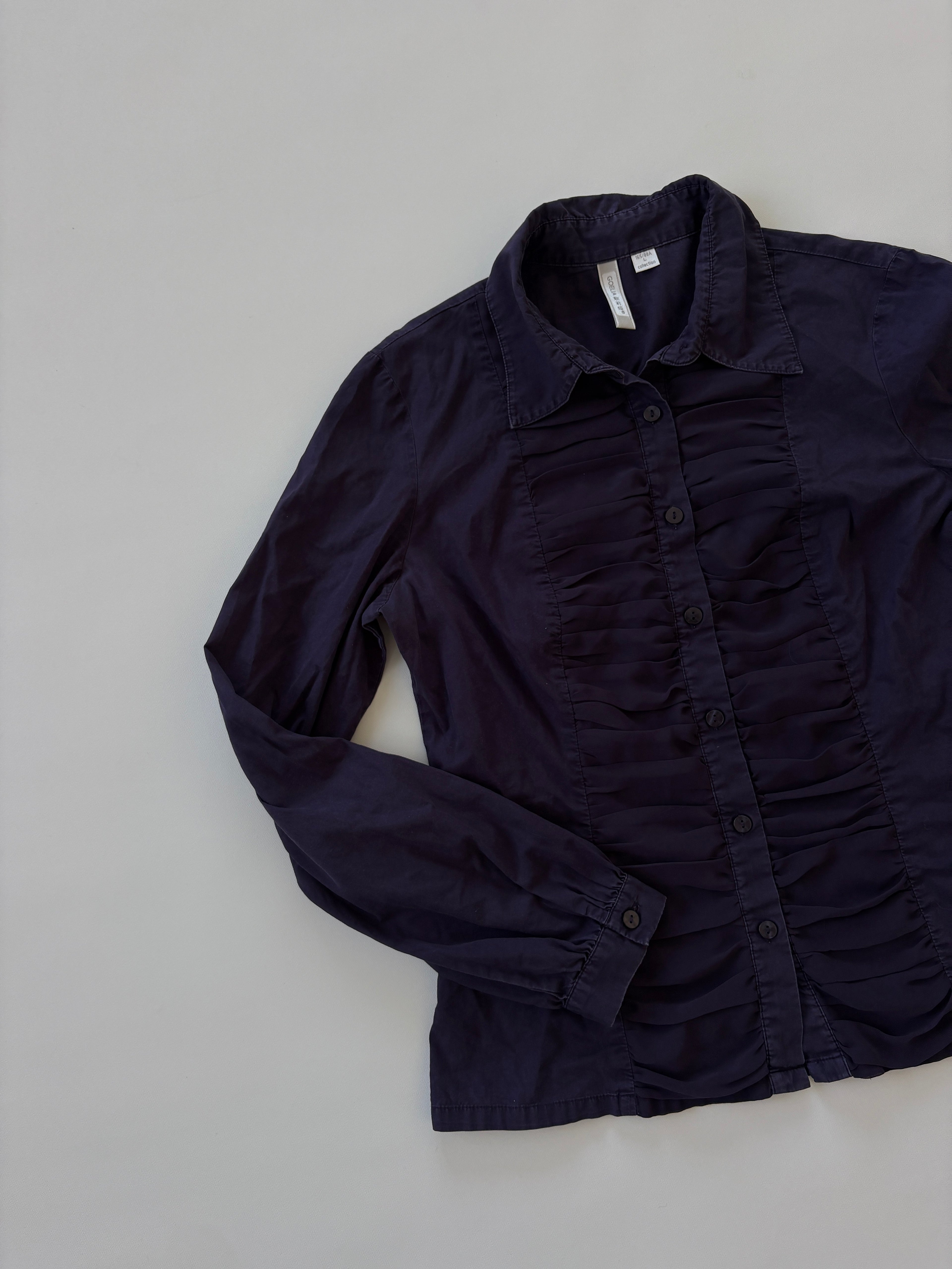 1263 / Purple Long Sleeve Button Up w/ Ruffles
