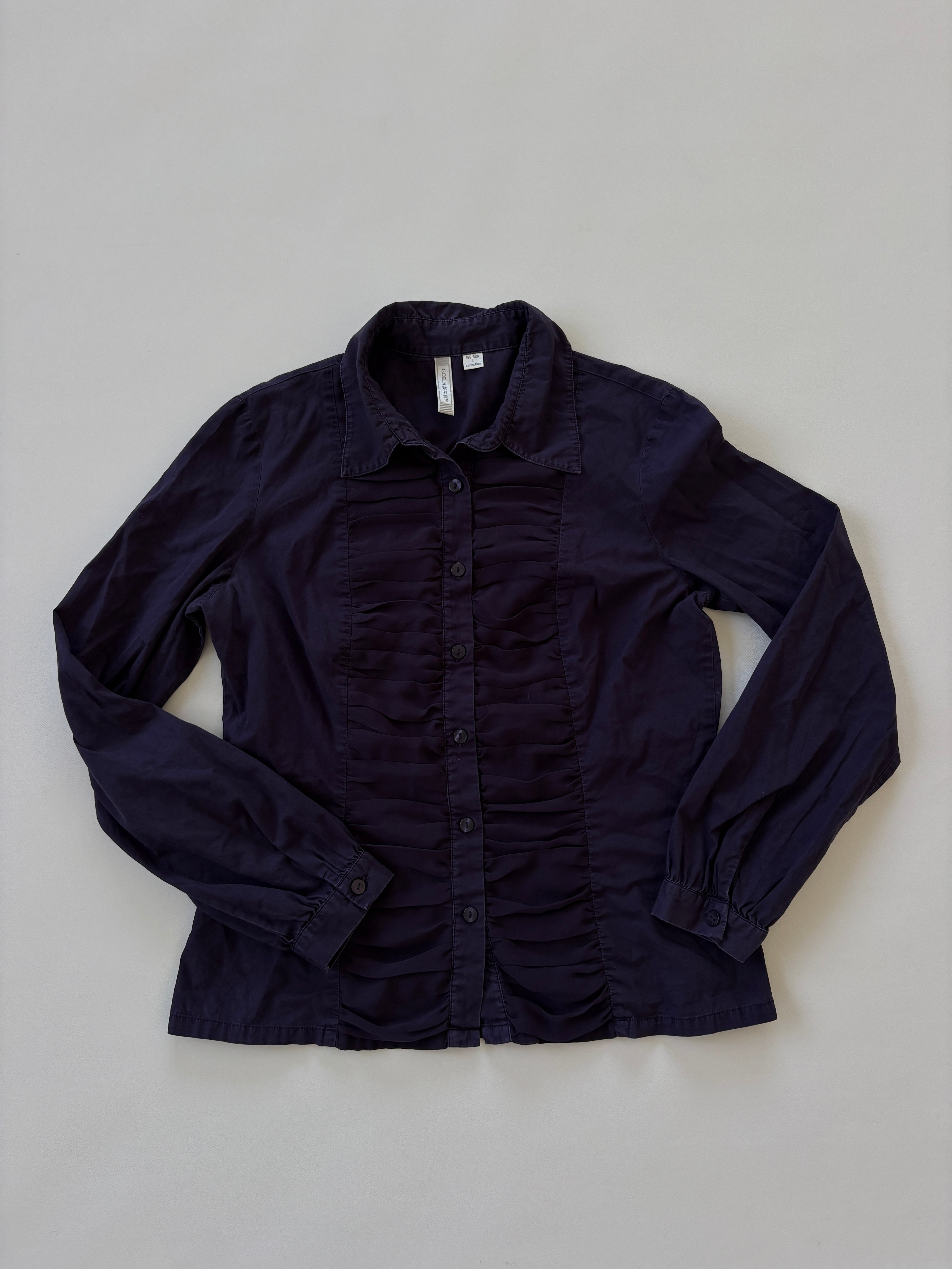 1263 / Purple Long Sleeve Button Up w/ Ruffles
