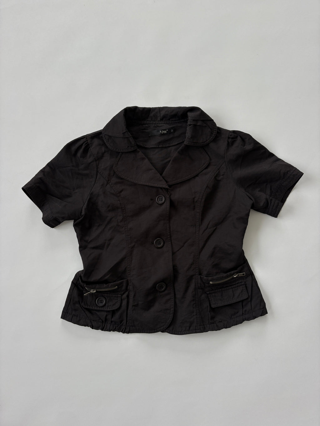 1304 / Black Button Up Short Sleeve