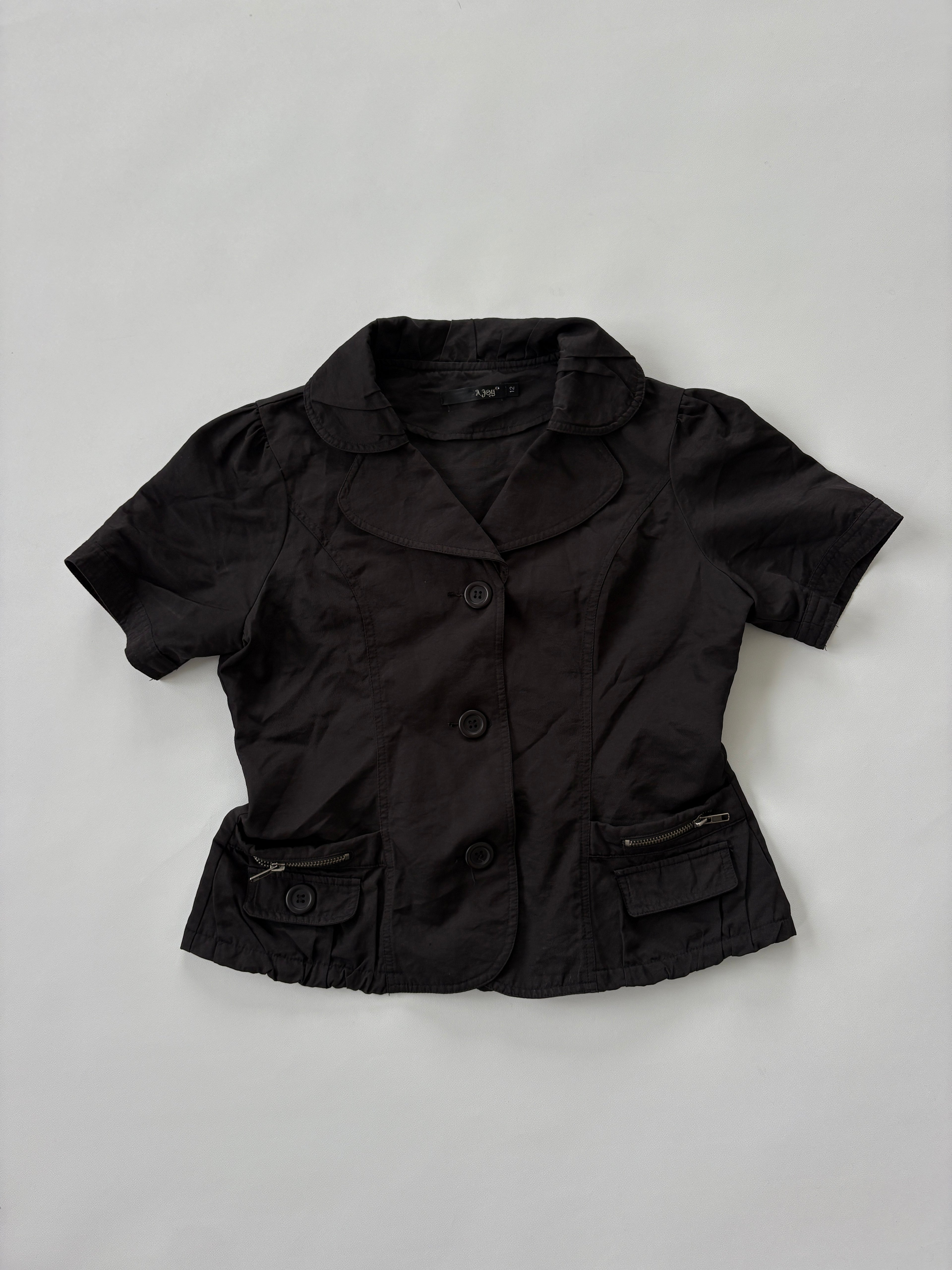 1304 / Black Button Up Short Sleeve