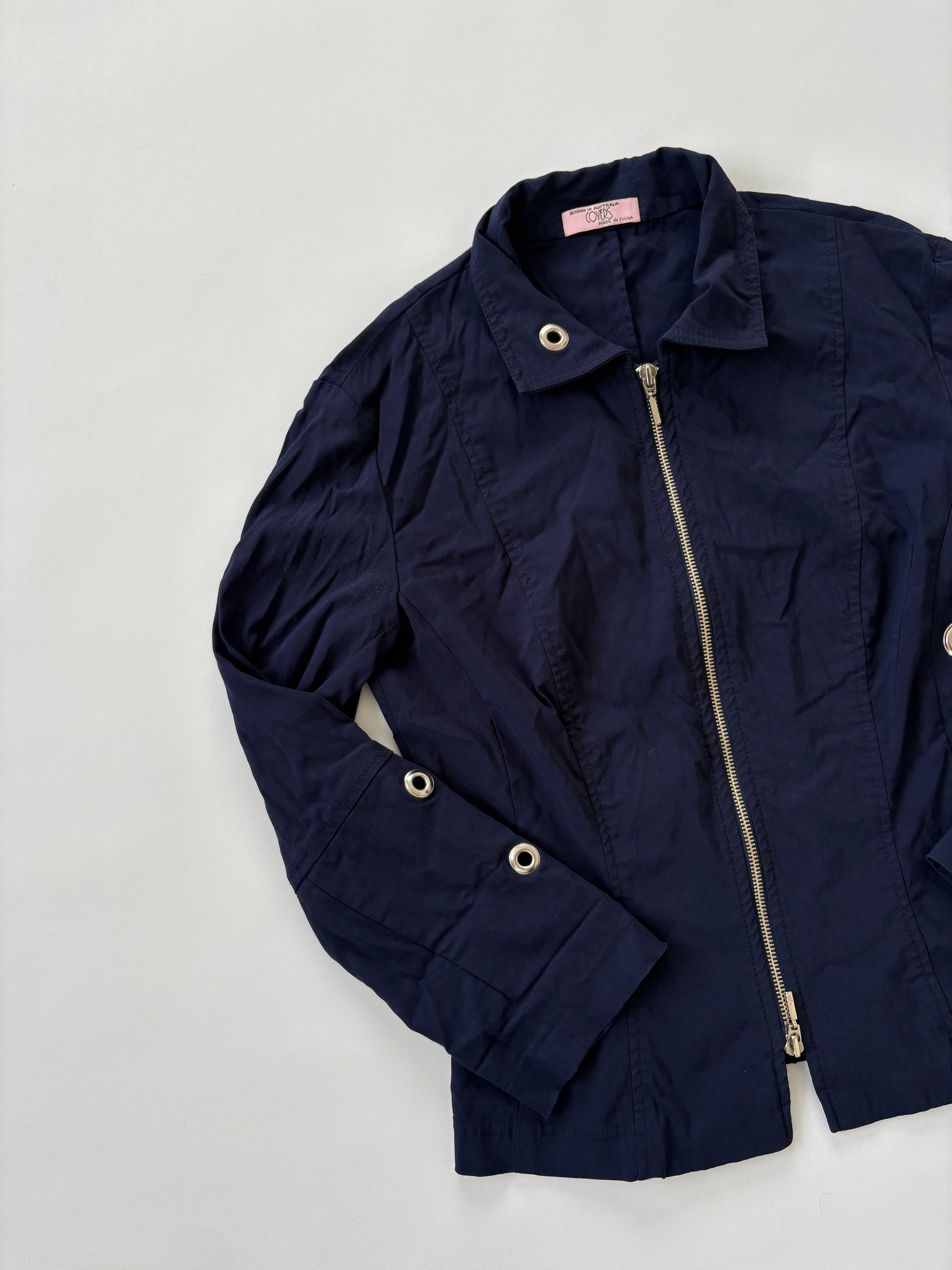1306 / Navy Jacket w/ Grommet Details