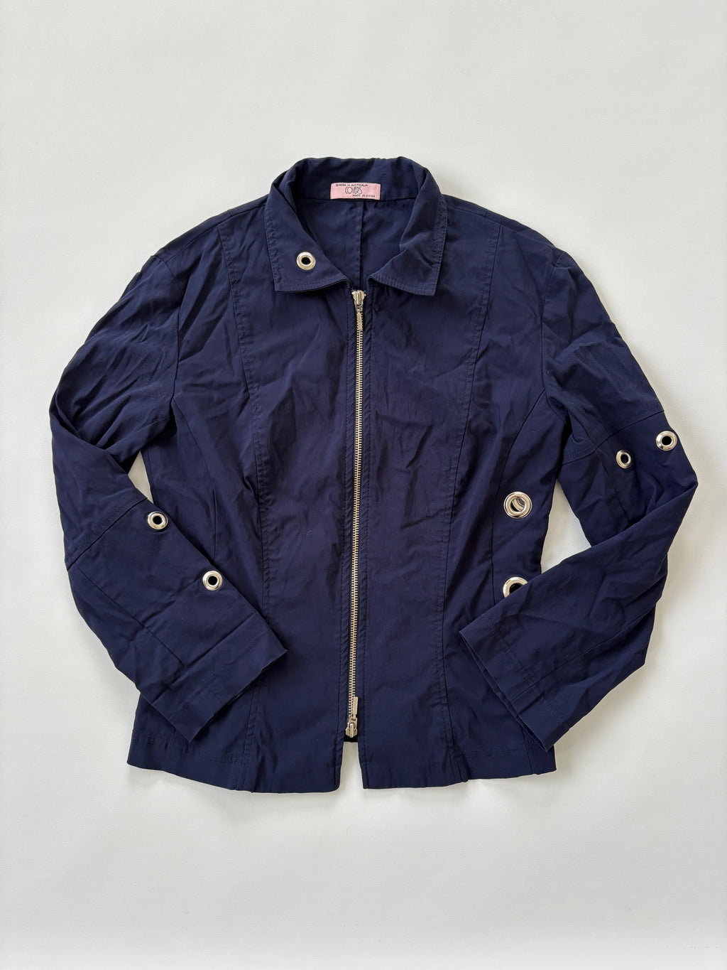 1306 / Navy Jacket w/ Grommet Details