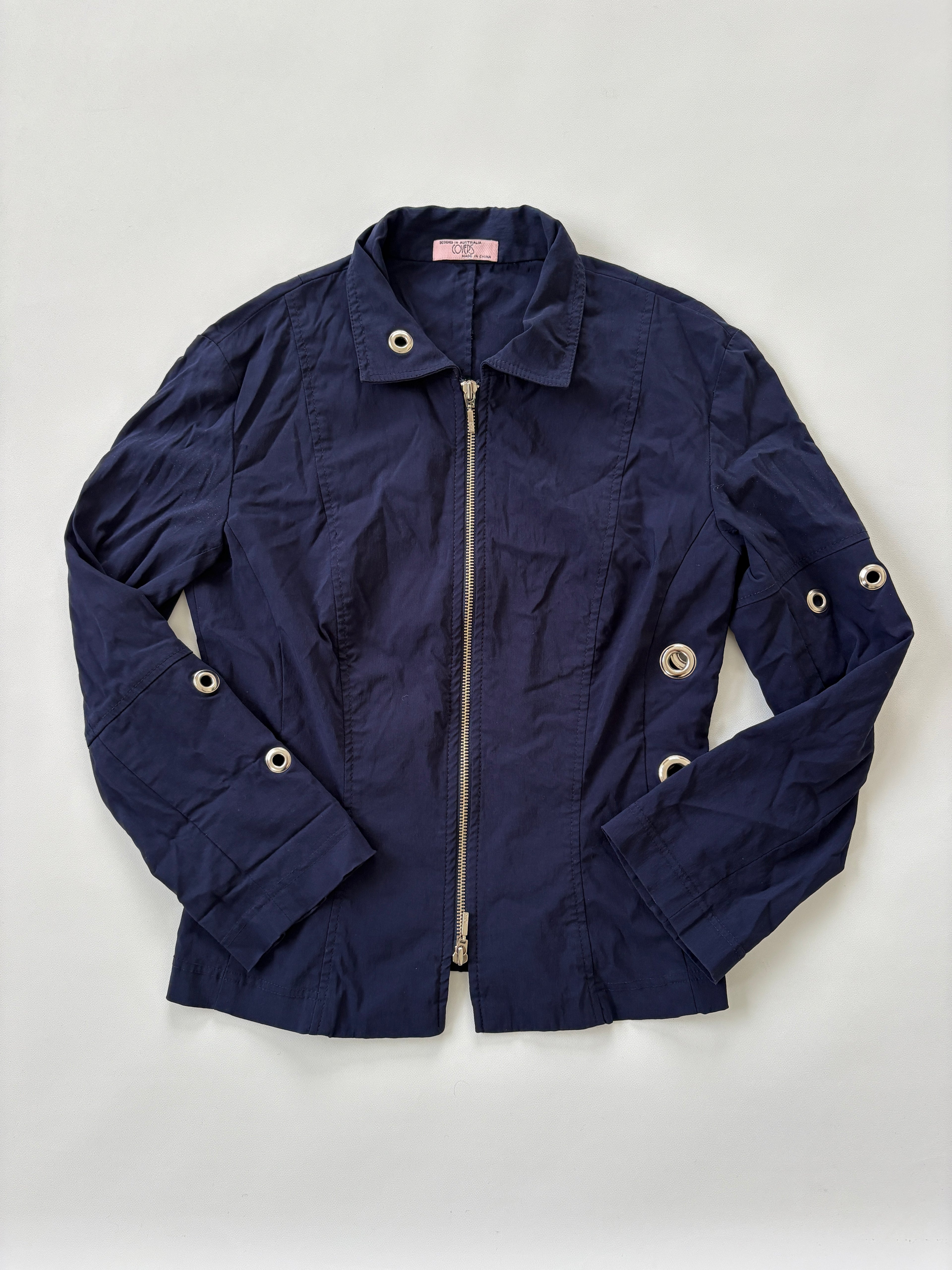 1306 / Navy Jacket w/ Grommet Details