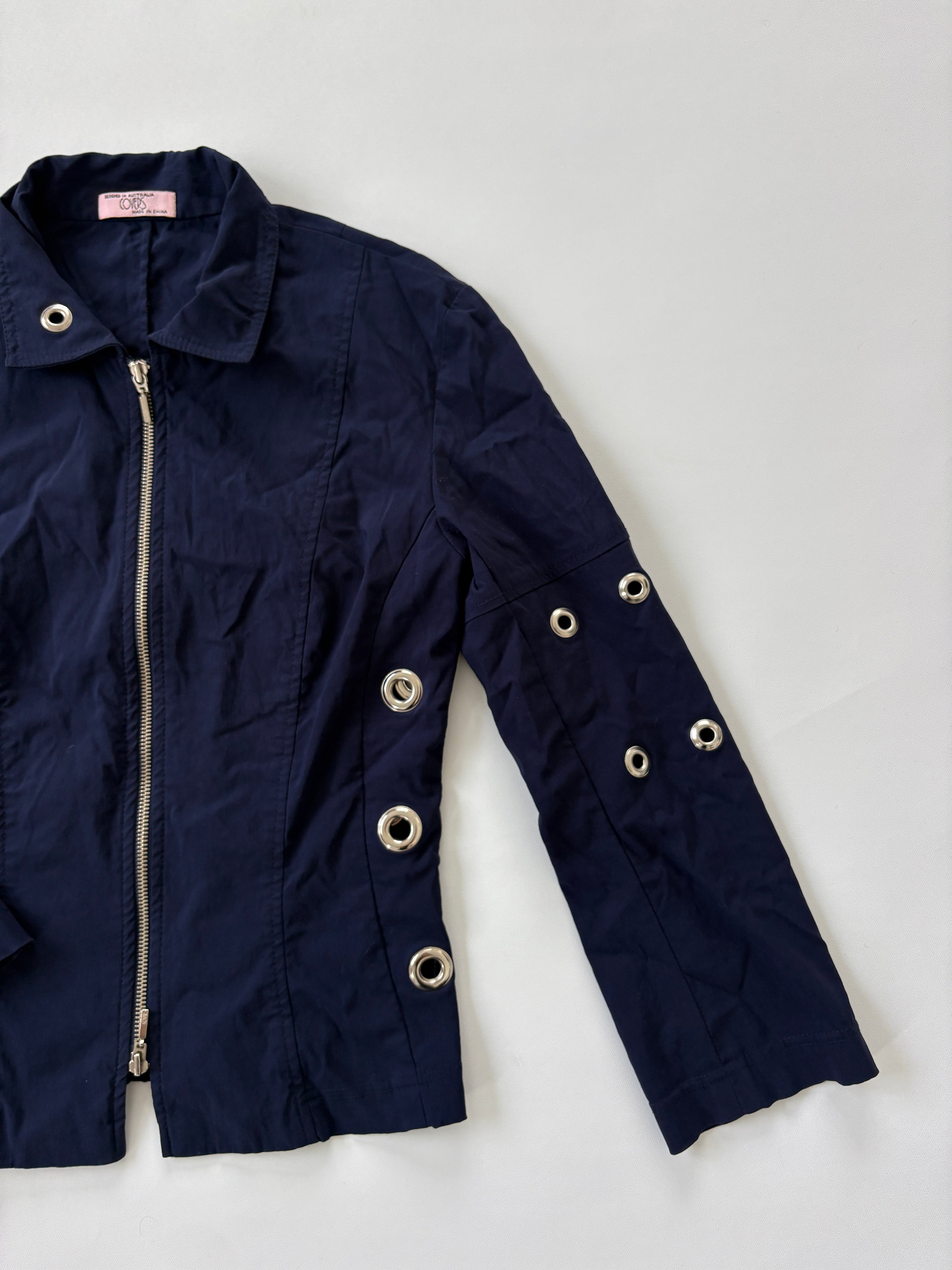 1306 / Navy Jacket w/ Grommet Details