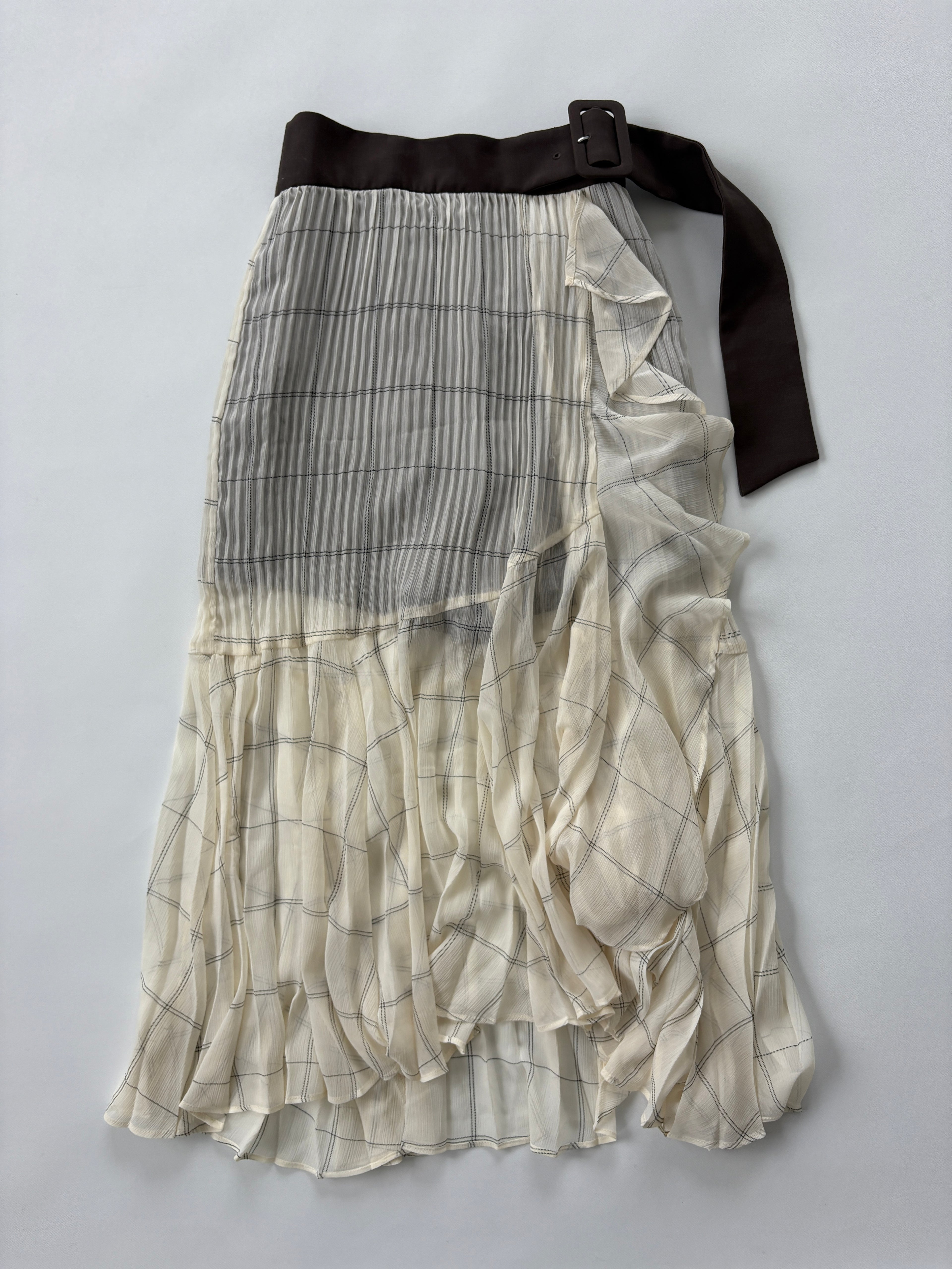 1316 / *NEW Cream and Brown Sheer Layered Skirt