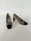 🔒1319 / Vintage Grey & Black Square Toe Heels