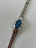 🔒1386 / Seiko Silver Watch w/ Blue Face