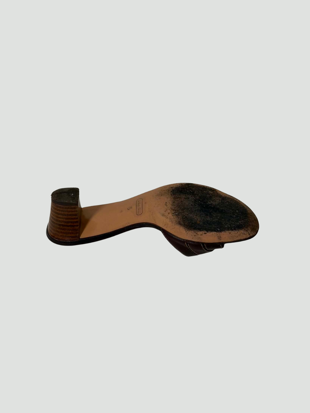 22 / Coach Brown Kitten-Heeled Sandal w/ Buckle Detail