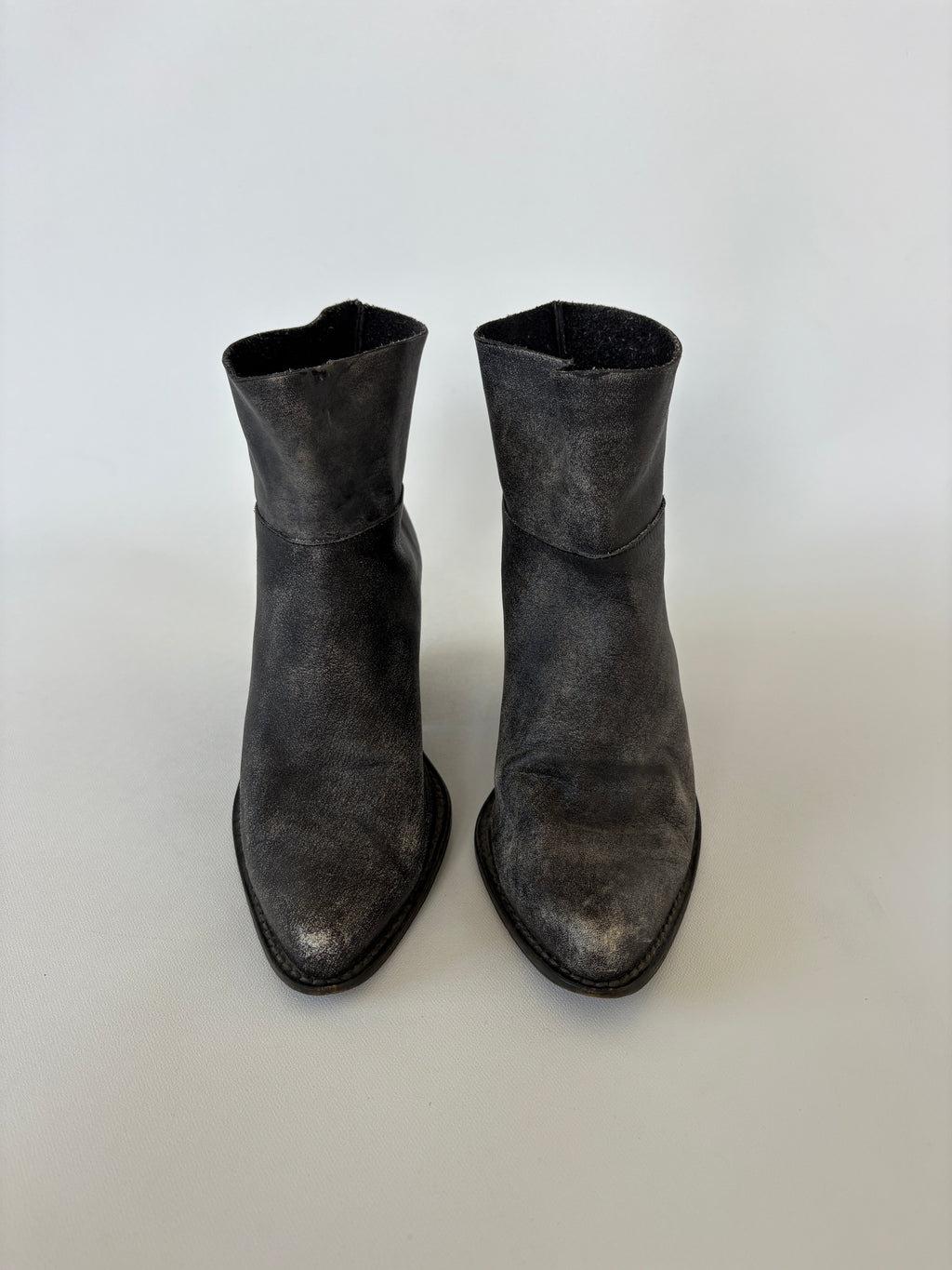 250 / Jeffrey Campbell Grey Soft Leather Cowboy Ankle Boots