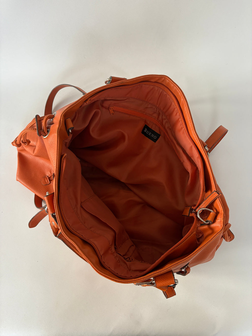 288 / Large Orange Leather Duffel Bag