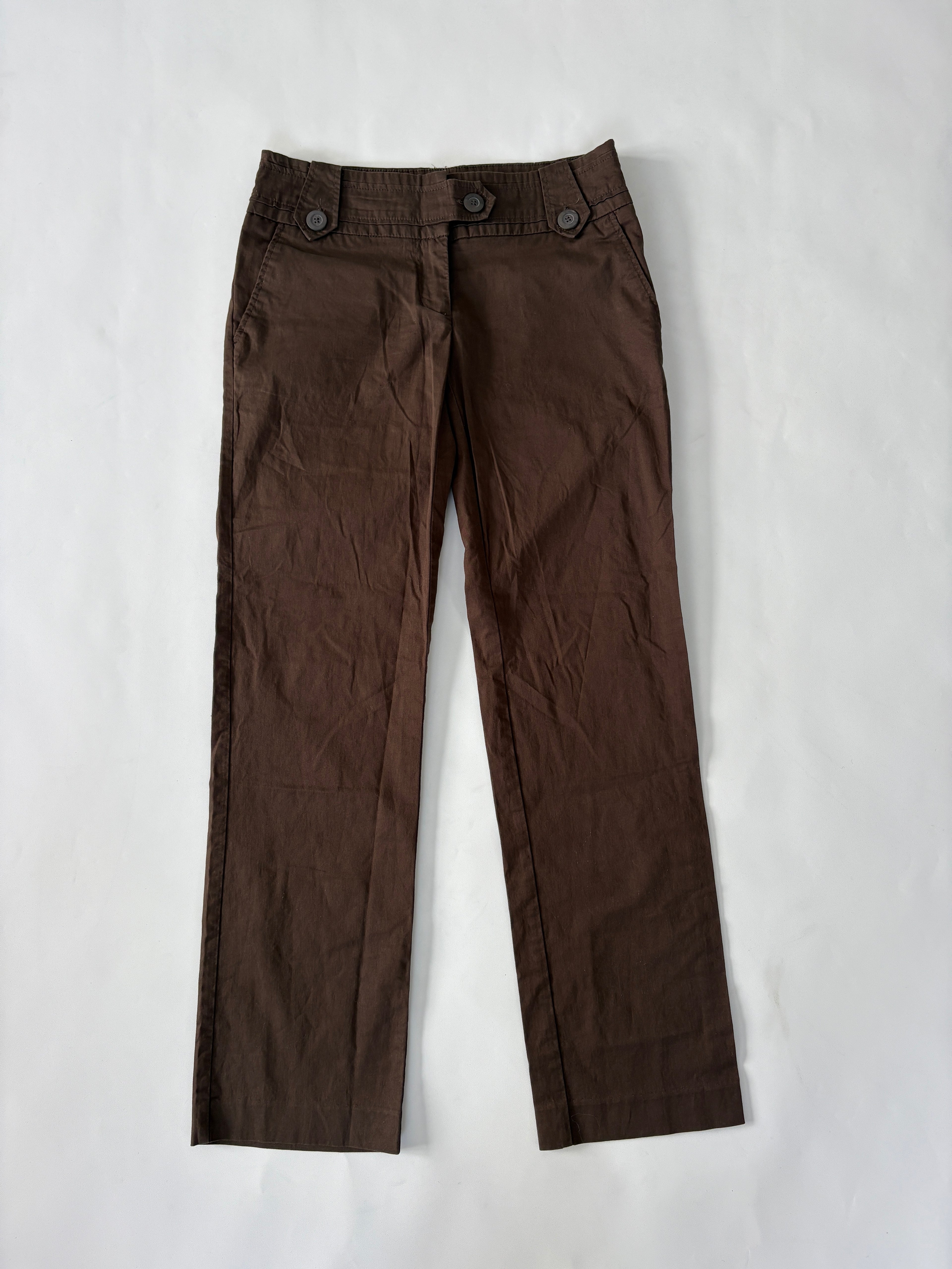 340 / Olive Green Lowrise Pants w/ Button Details